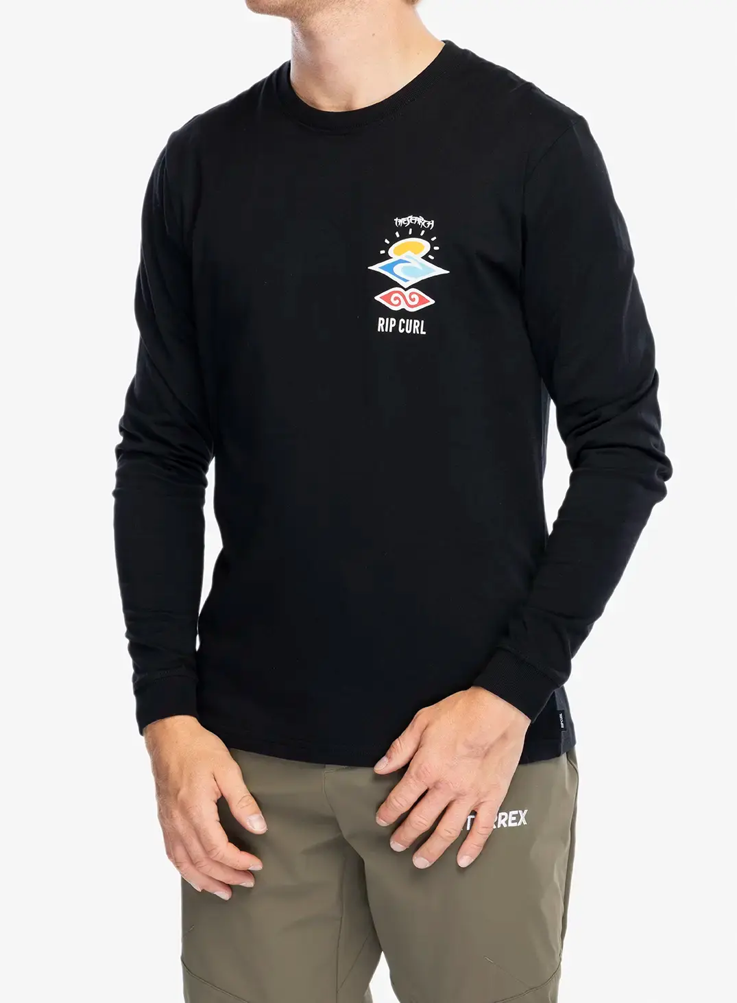 Majica dugih rukava Rip Curl Search Icon L/S Tee - black/black