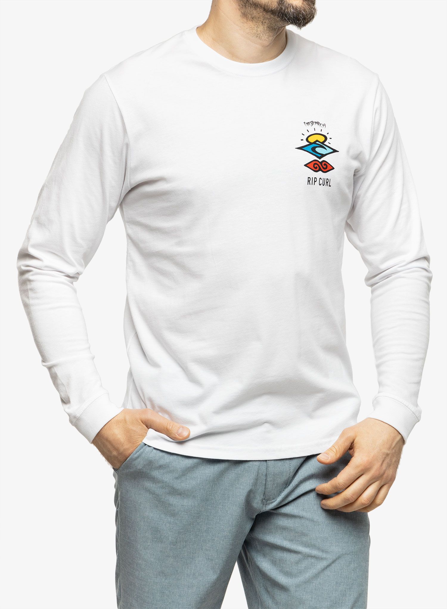 Majica dugih rukava Rip Curl Search Icon L/S Tee - white
