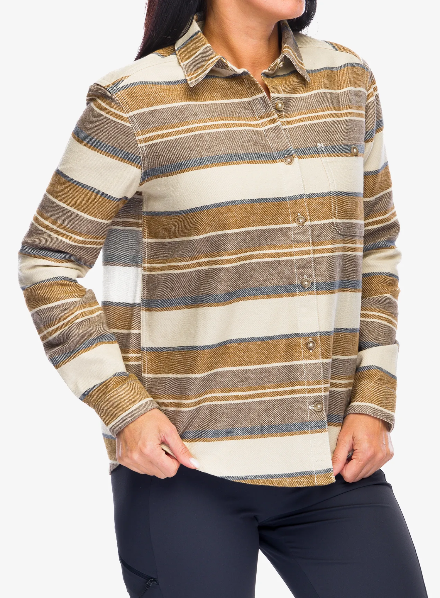 Ženska planinarska košulja Royal Robbins Clouds Rest Hemp LS - bistre pacific crest stripe