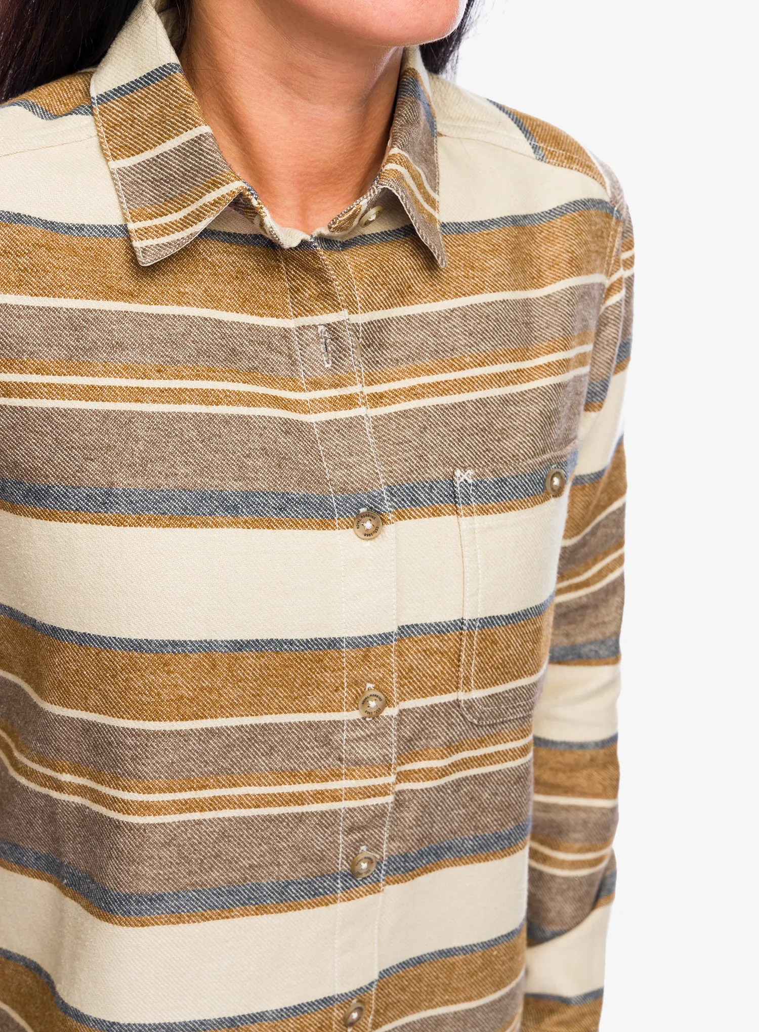 Ženska planinarska košulja Royal Robbins Clouds Rest Hemp LS - bistre pacific crest stripe