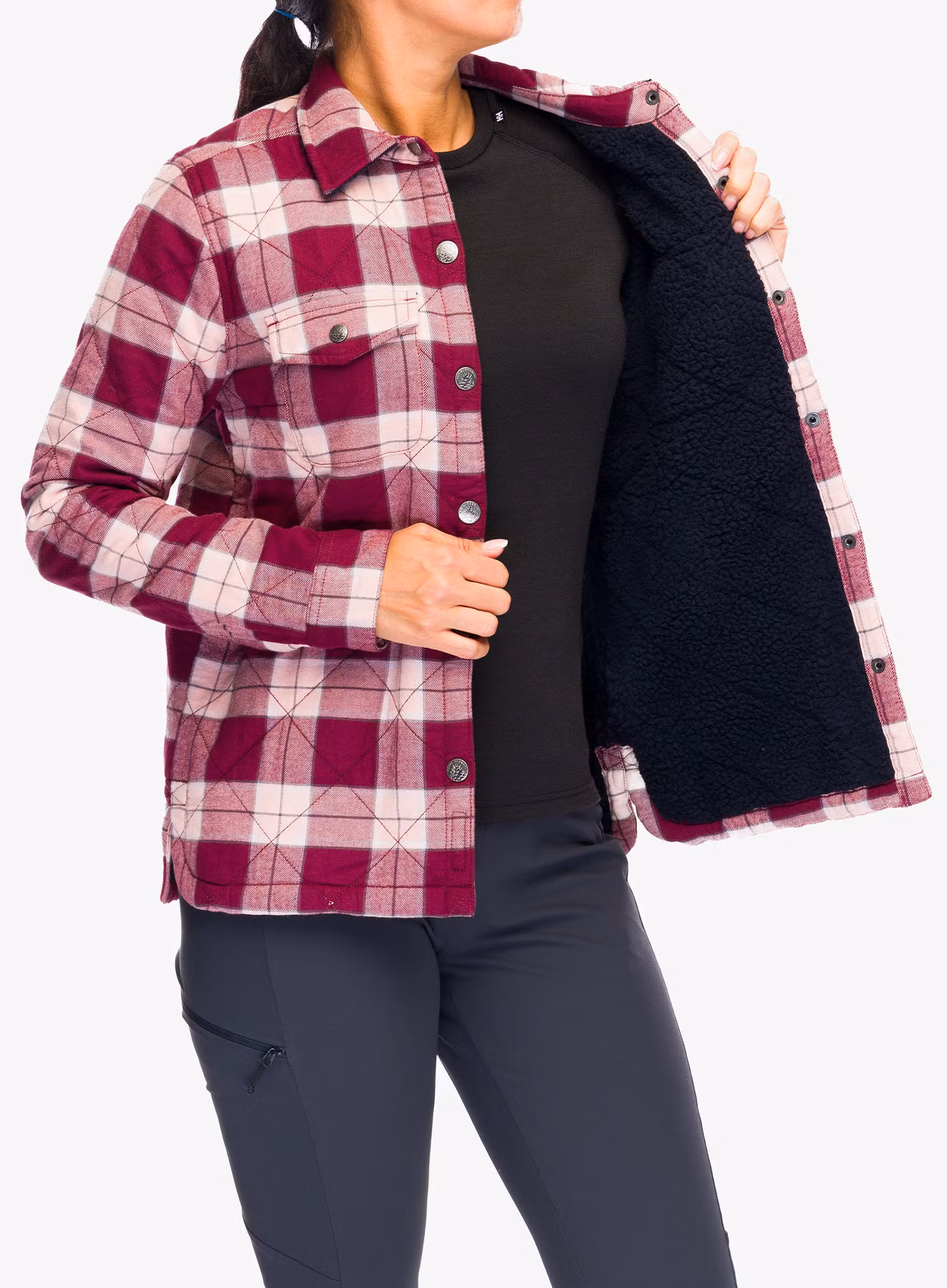Ženska planinarska košulja Royal Robbins Snowcap Lined Flannel LS - burnt grape runyon pld
