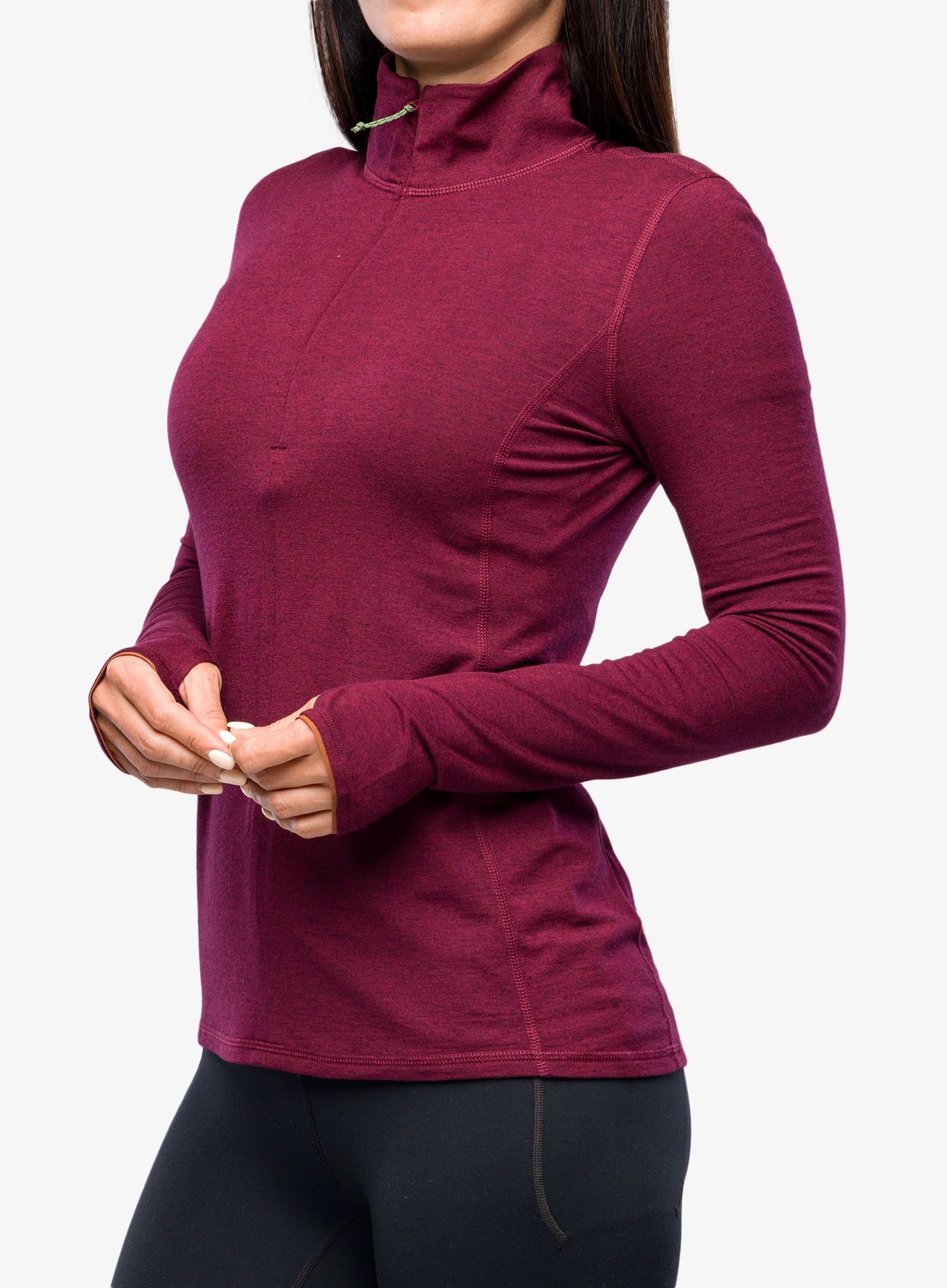 Ženska dukserica Royal Robbins Venturelayer 200 1/4 Zip LS - burnt grape htr