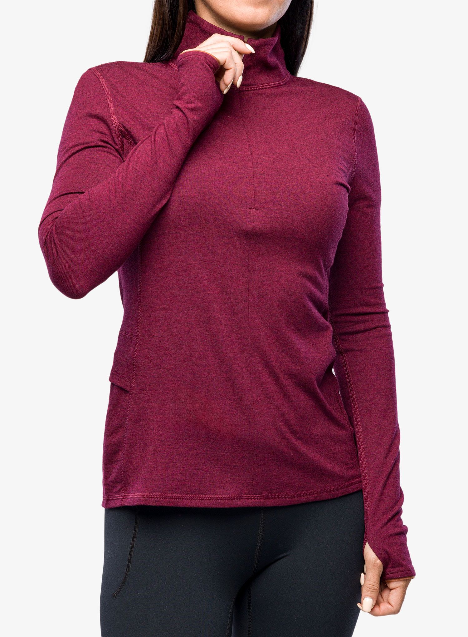 Ženska dukserica Royal Robbins Venturelayer 200 1/4 Zip LS - burnt grape htr