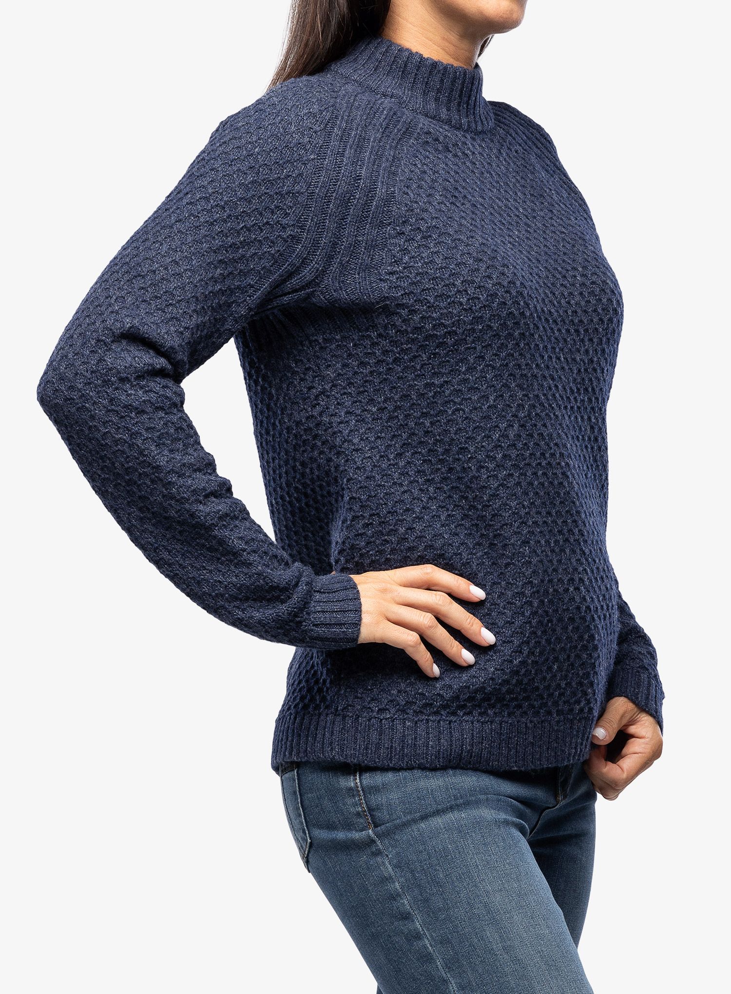 Ženski džemper Royal Robbins Westlands Chunky Mock Neck - deep blue