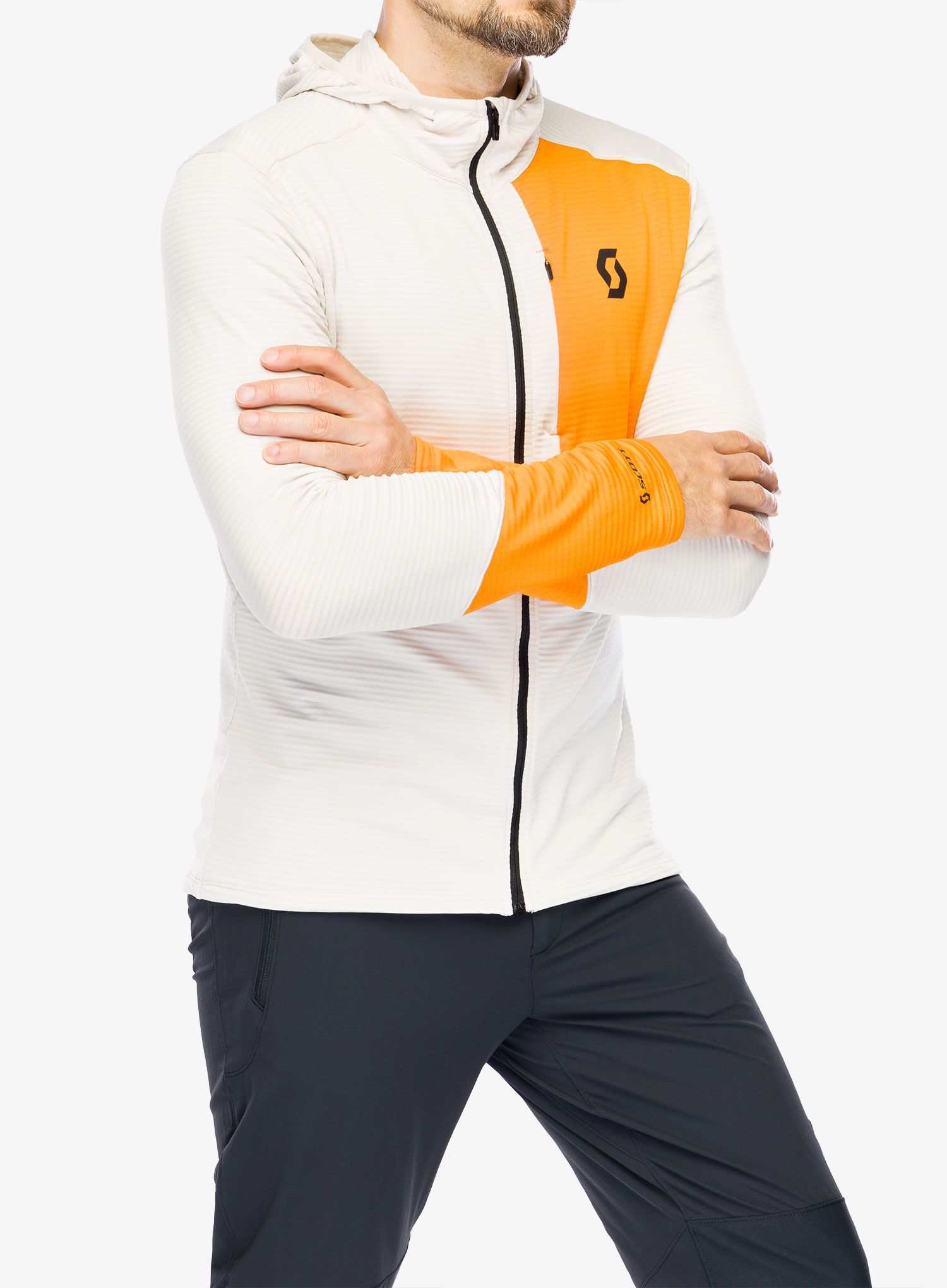 Dukserica od flisa SCOTT Hoody Defined Light - dust white/flash orange