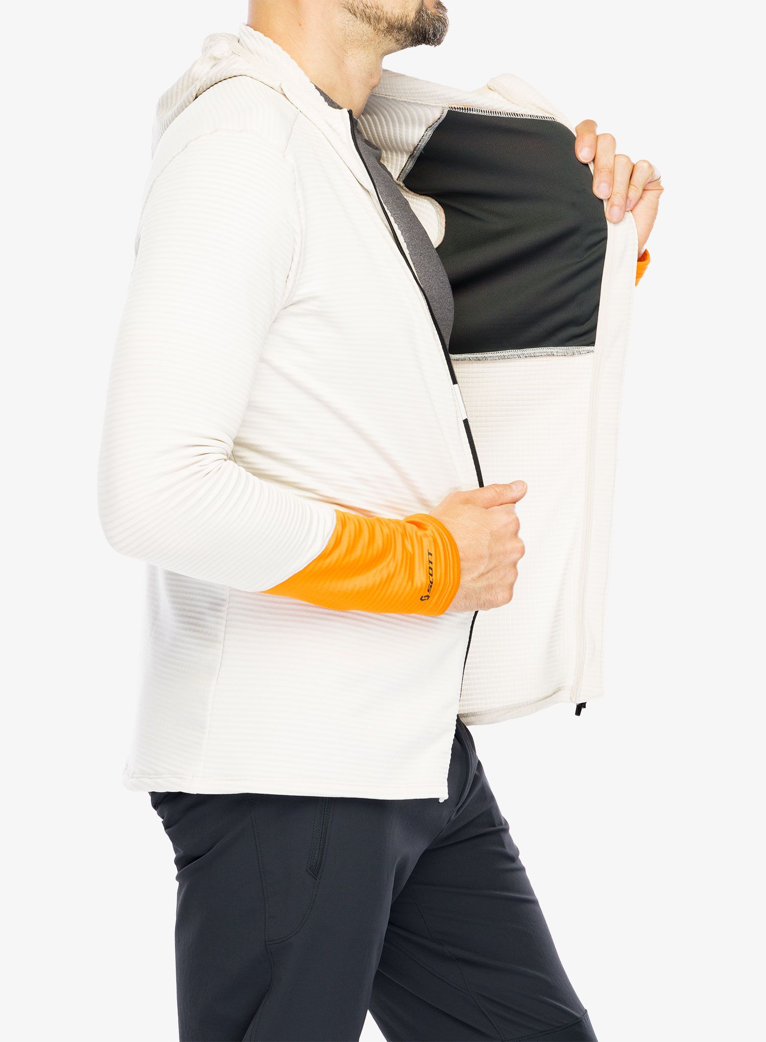 Dukserica od flisa SCOTT Hoody Defined Light - dust white/flash orange