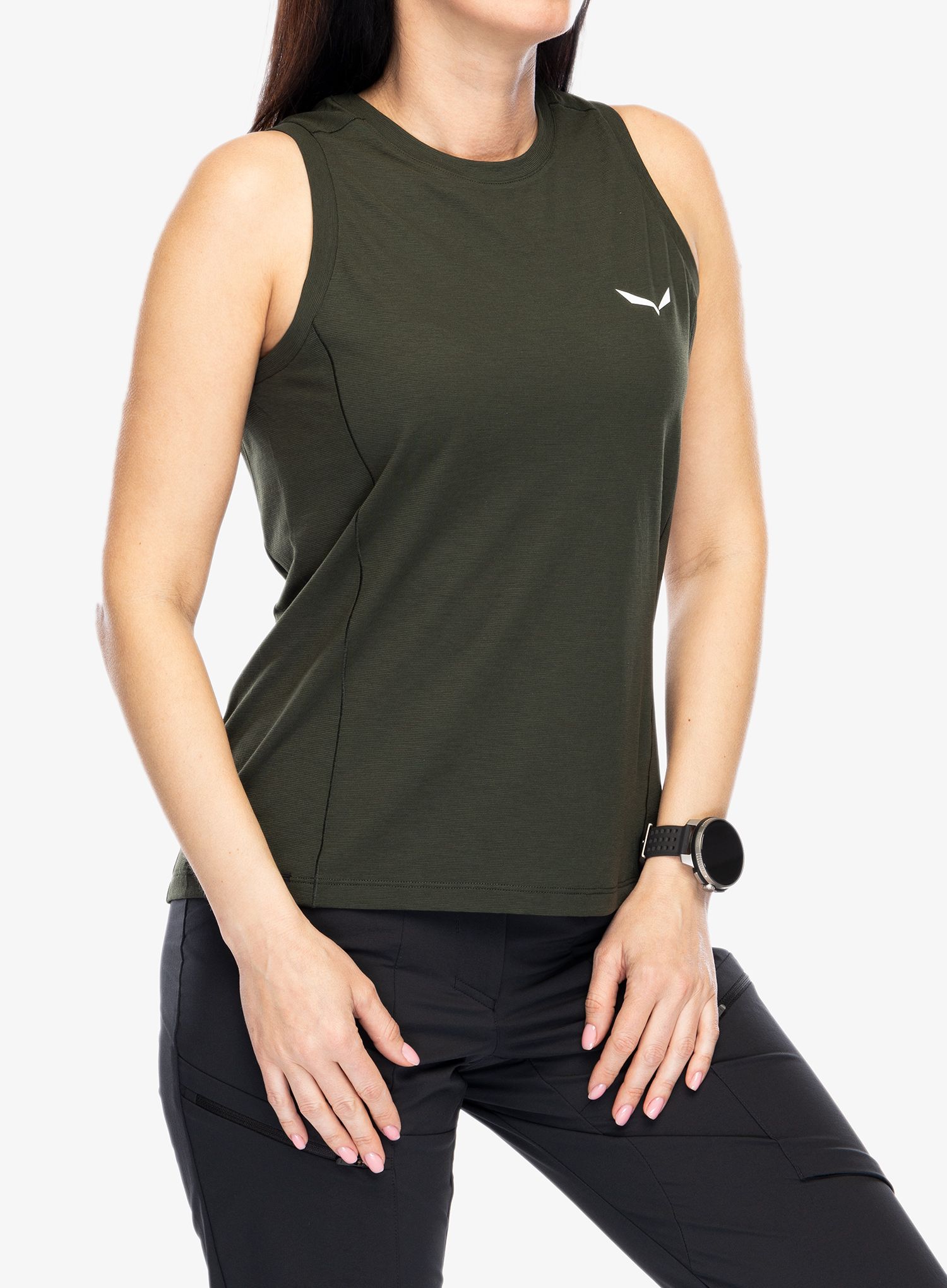 Ženska termoaktivna dukserica Salewa Puez Dry Tankt - dark olive