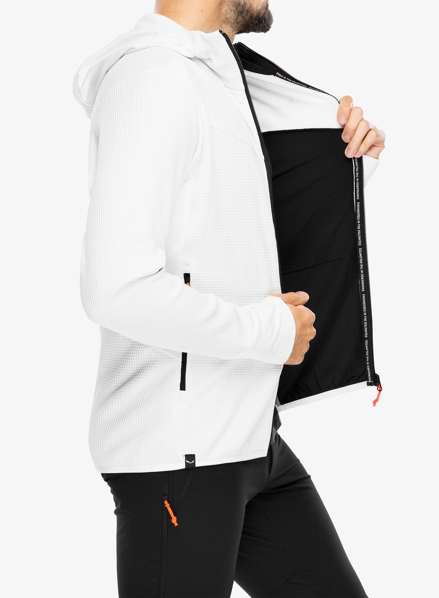 Majica s kapuljačom Salewa Puez Waffle Hyb PL HD Jacket - white