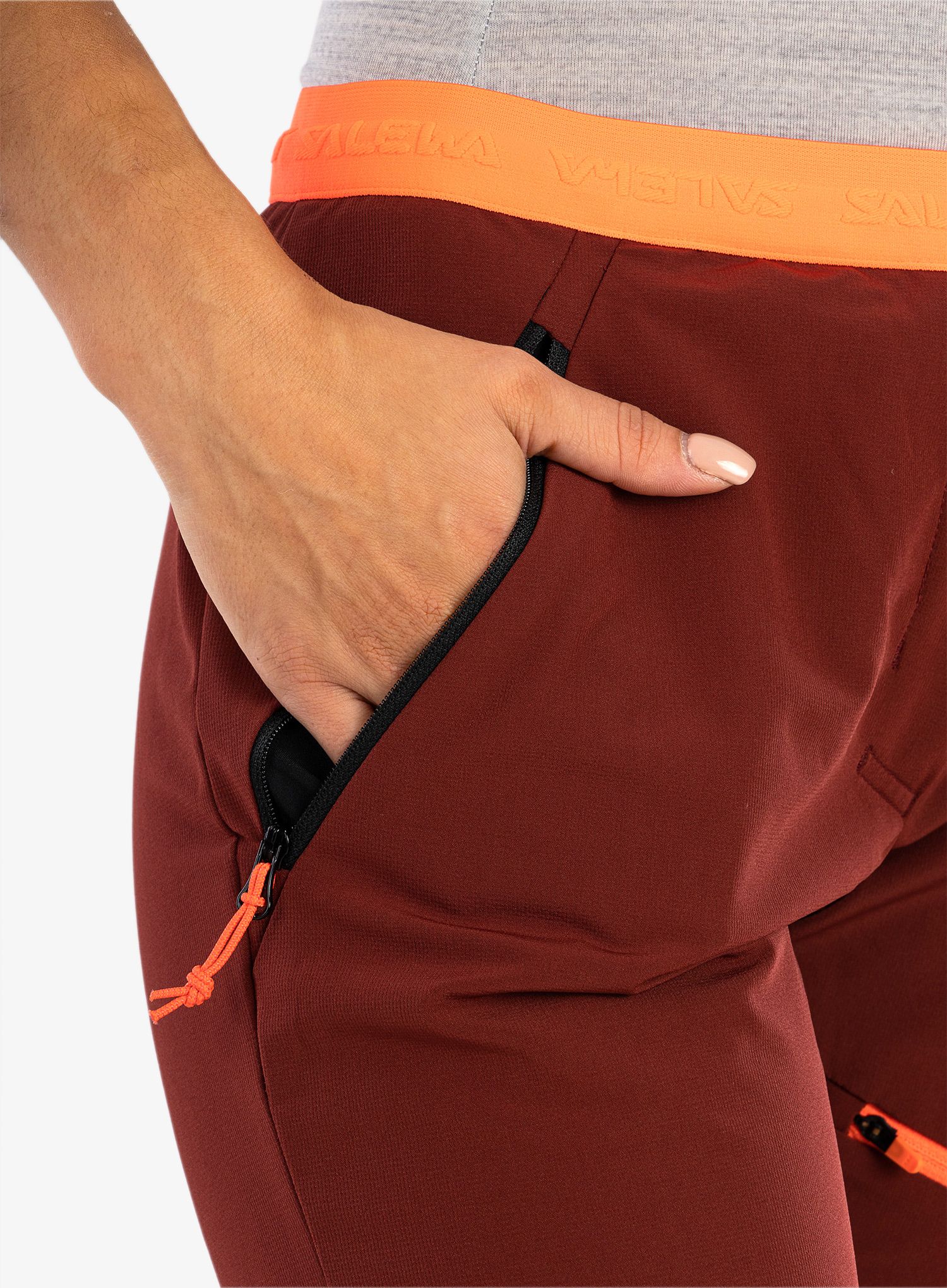 Ženske hlače za turno skijanje Salewa Sella DST Light Pants - syrah