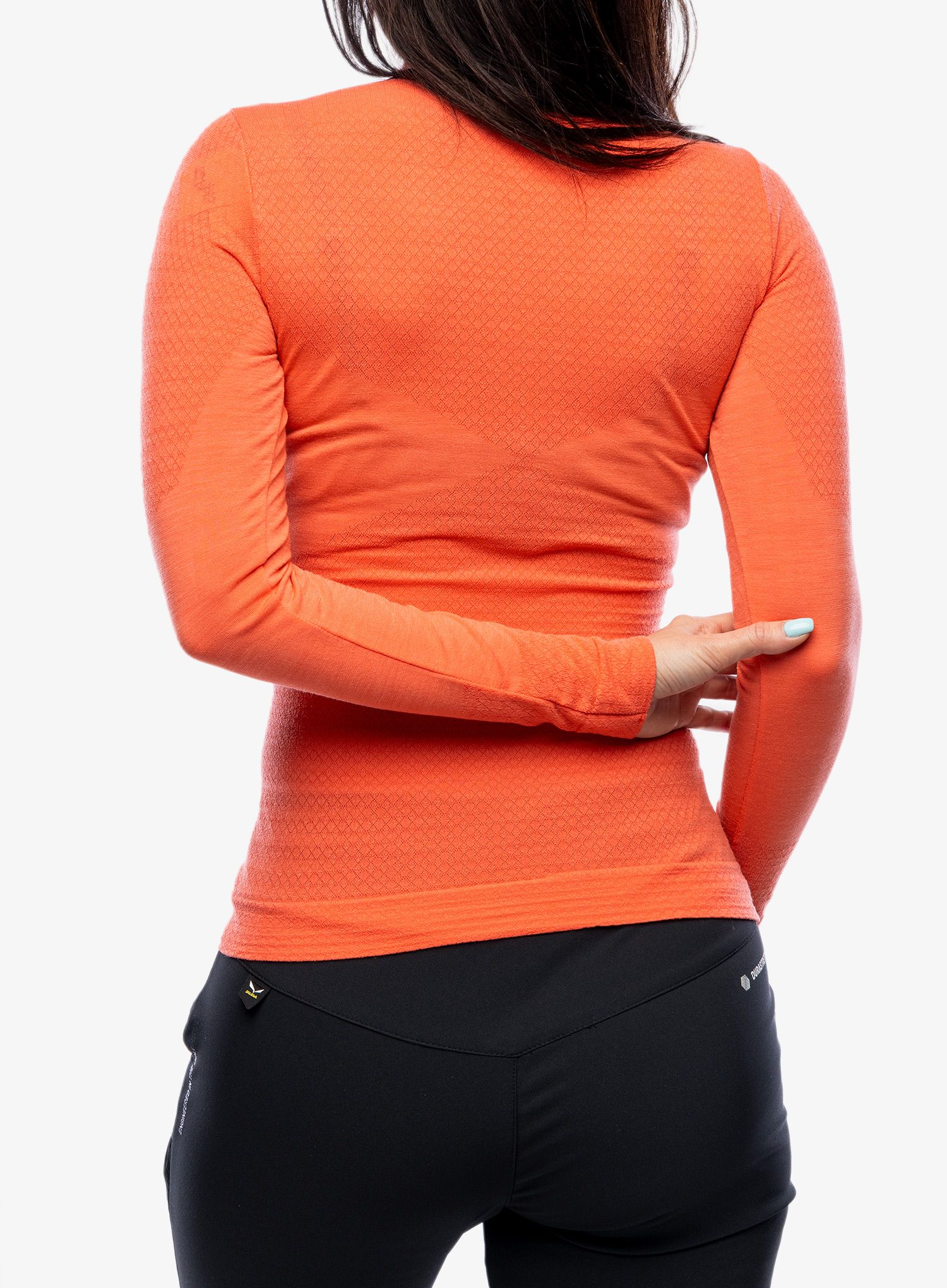 Ženska dukserica Salewa Zebru Medium Warm AMR 1/2 Zip Tee - fluo coral