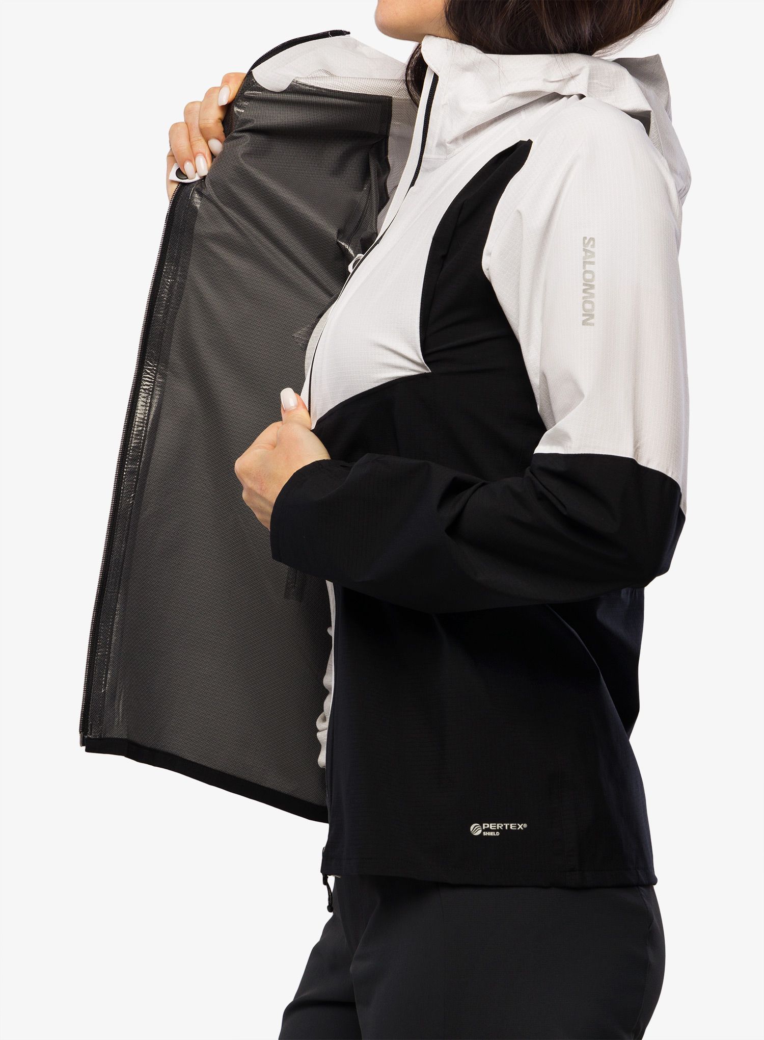 Ženska jakna za trčanje Salomon Bonatti Trail Jacket - deep black/white