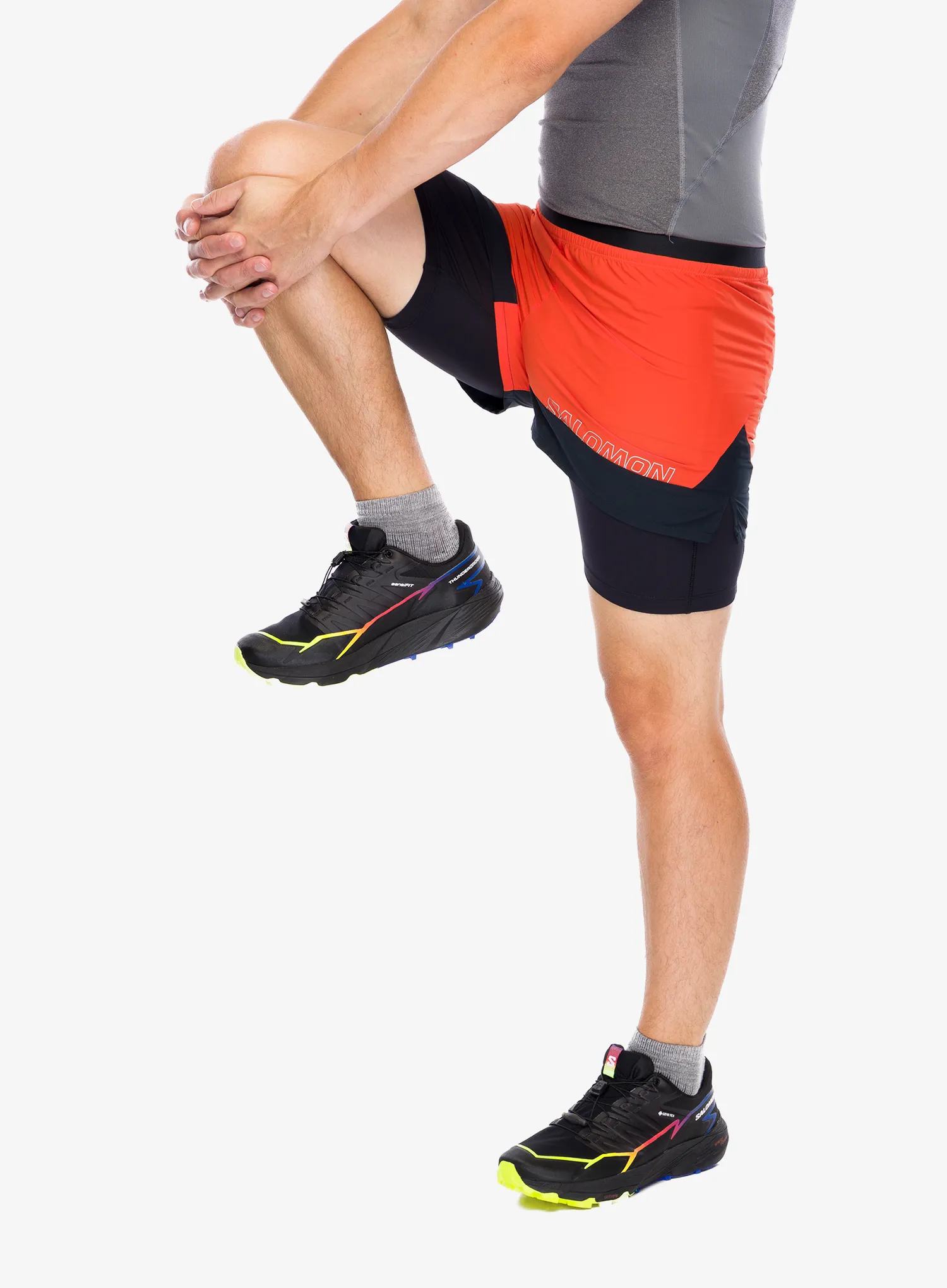 Kratke hlače za trčanje Salomon Cross 2in1 Shorts - tomato/deep black