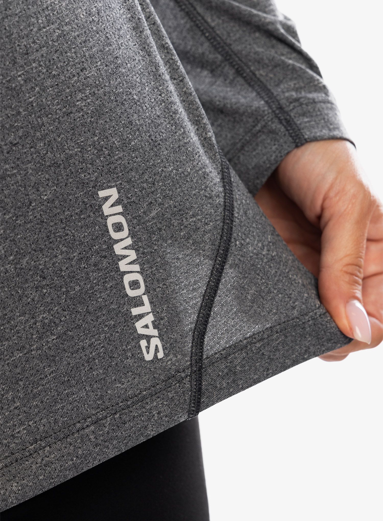 Ženska dukserica za trčanje Salomon Cross Run L/S Tee - deep black/heather