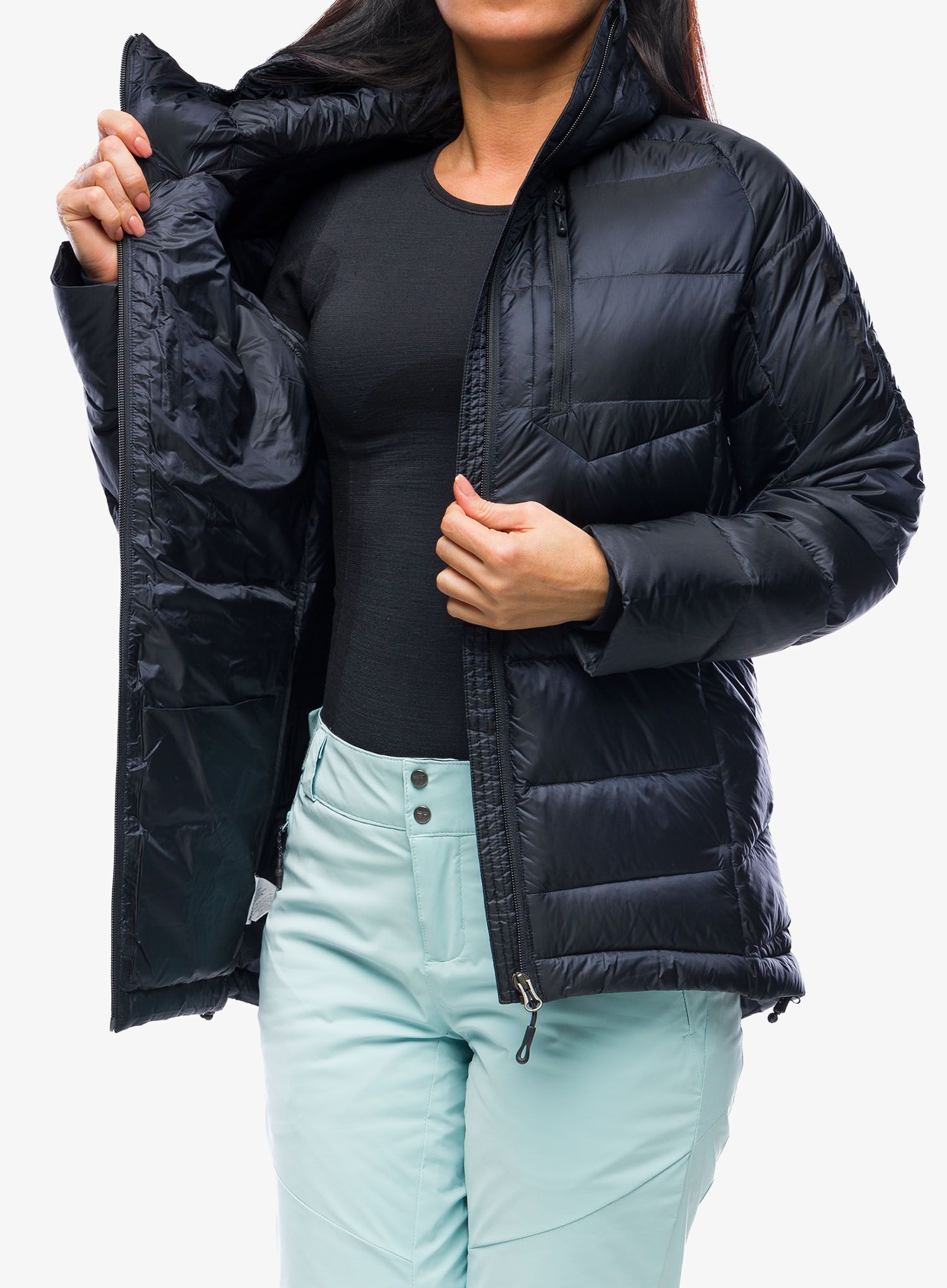 Jakna s postavom ženska Salomon Elixir Down Parka - deep black