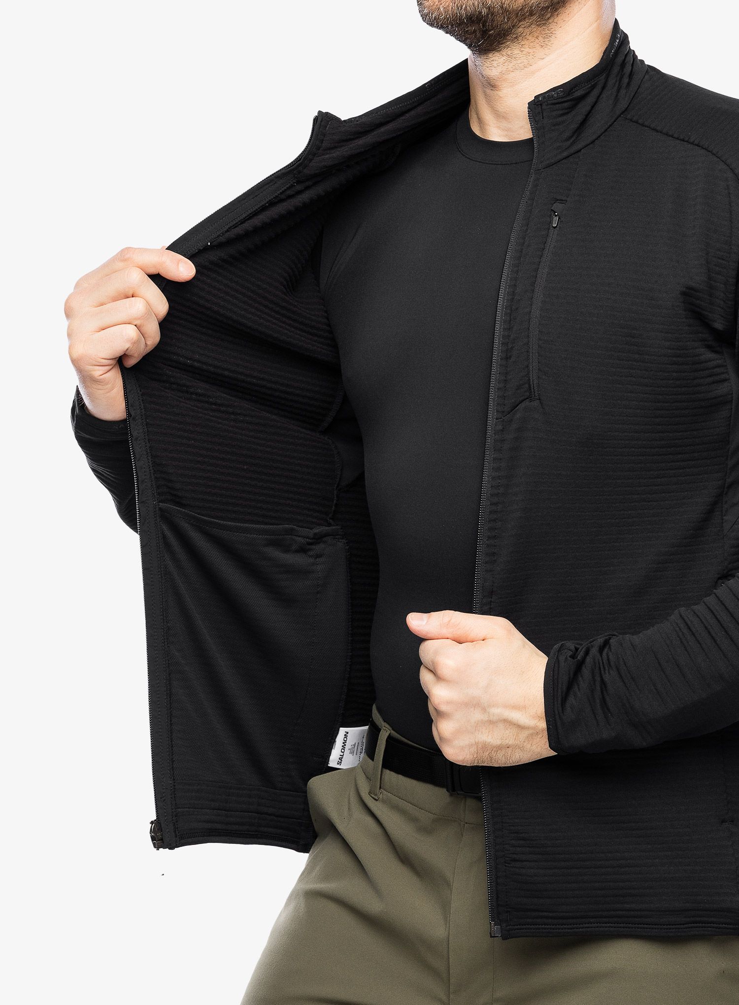 Dukserica na otkopčavanje Salomon Essential Ltwarm FZ - deep black