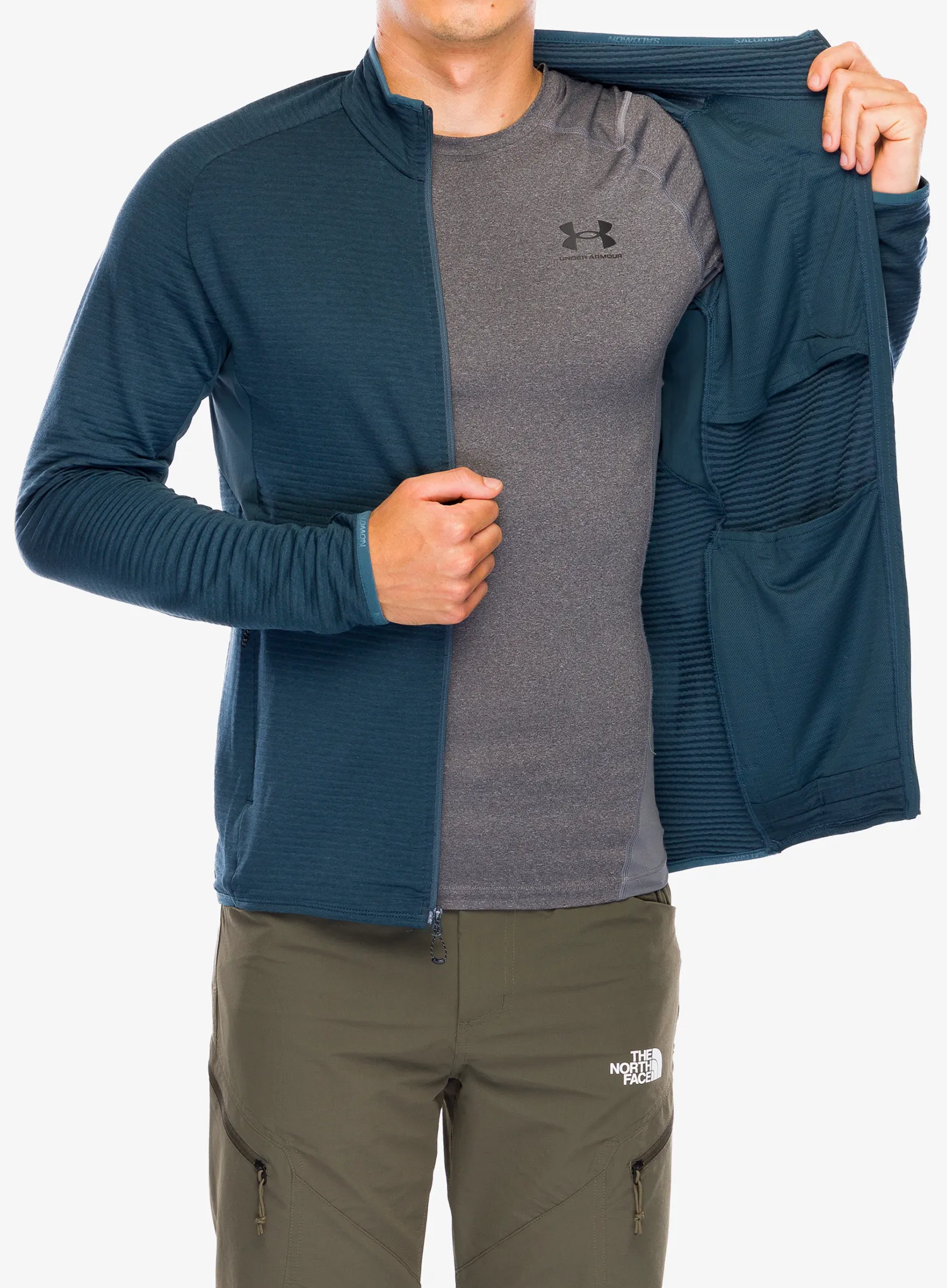 Dukserica na otkopčavanje Salomon Essential Ltwarm FZ - midnight navy