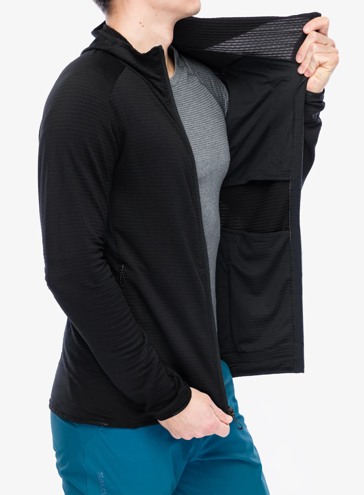 Majica s kapuljačom Salomon Essential Ltwarm HD - deep black