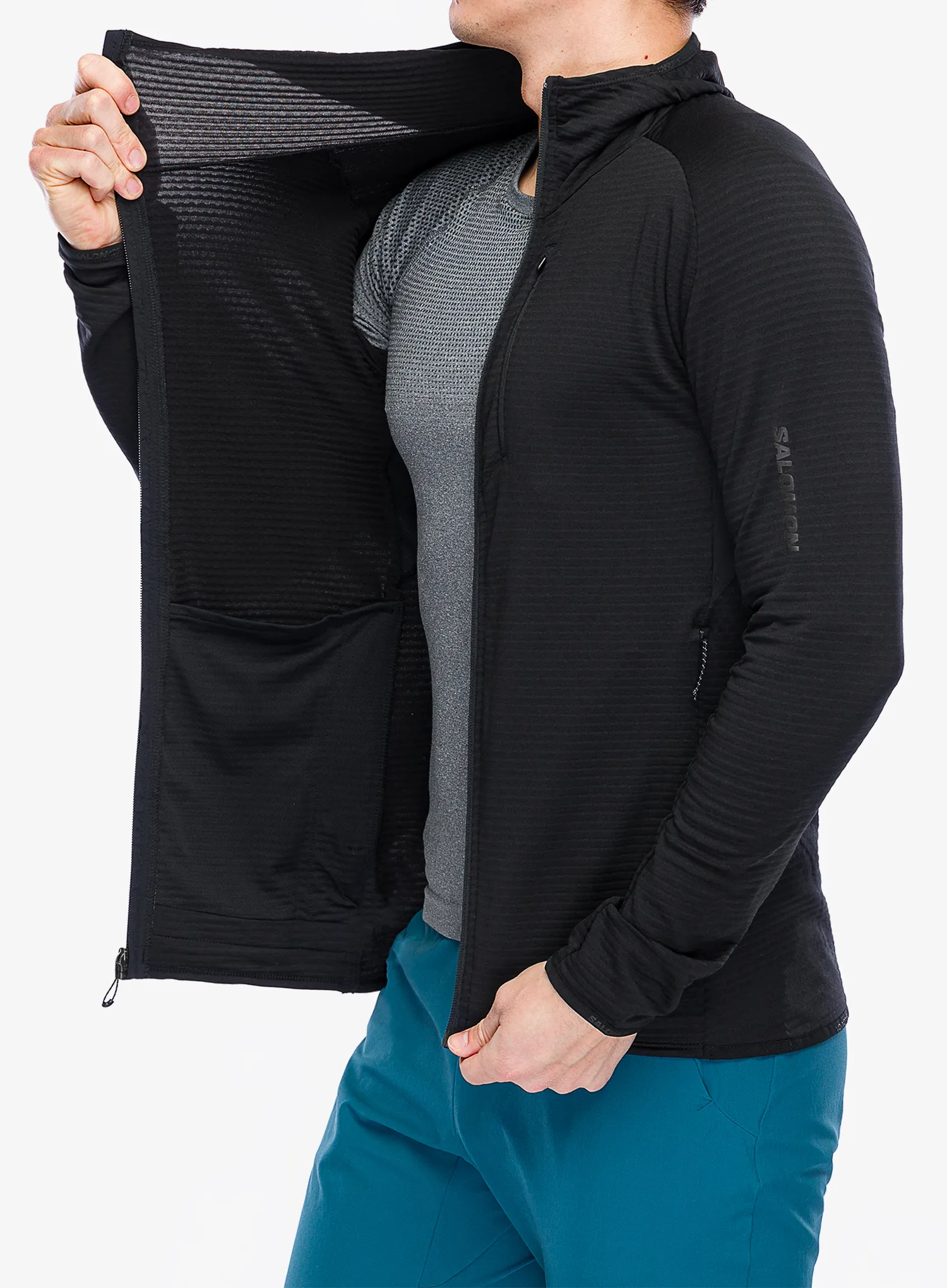 Majica s kapuljačom Salomon Essential Ltwarm HD - deep black