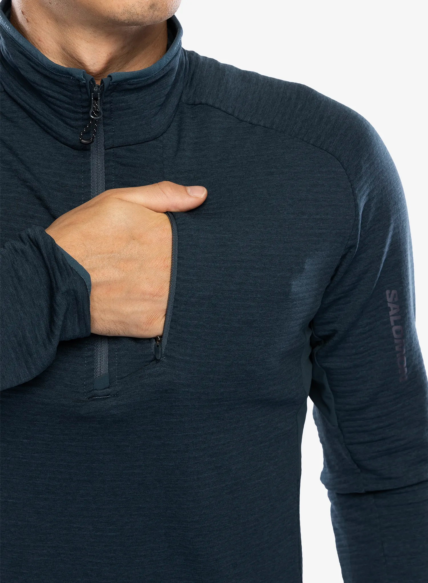 Dukserica od flisa Salomon Essential Ltwarm HZ - midnight navy