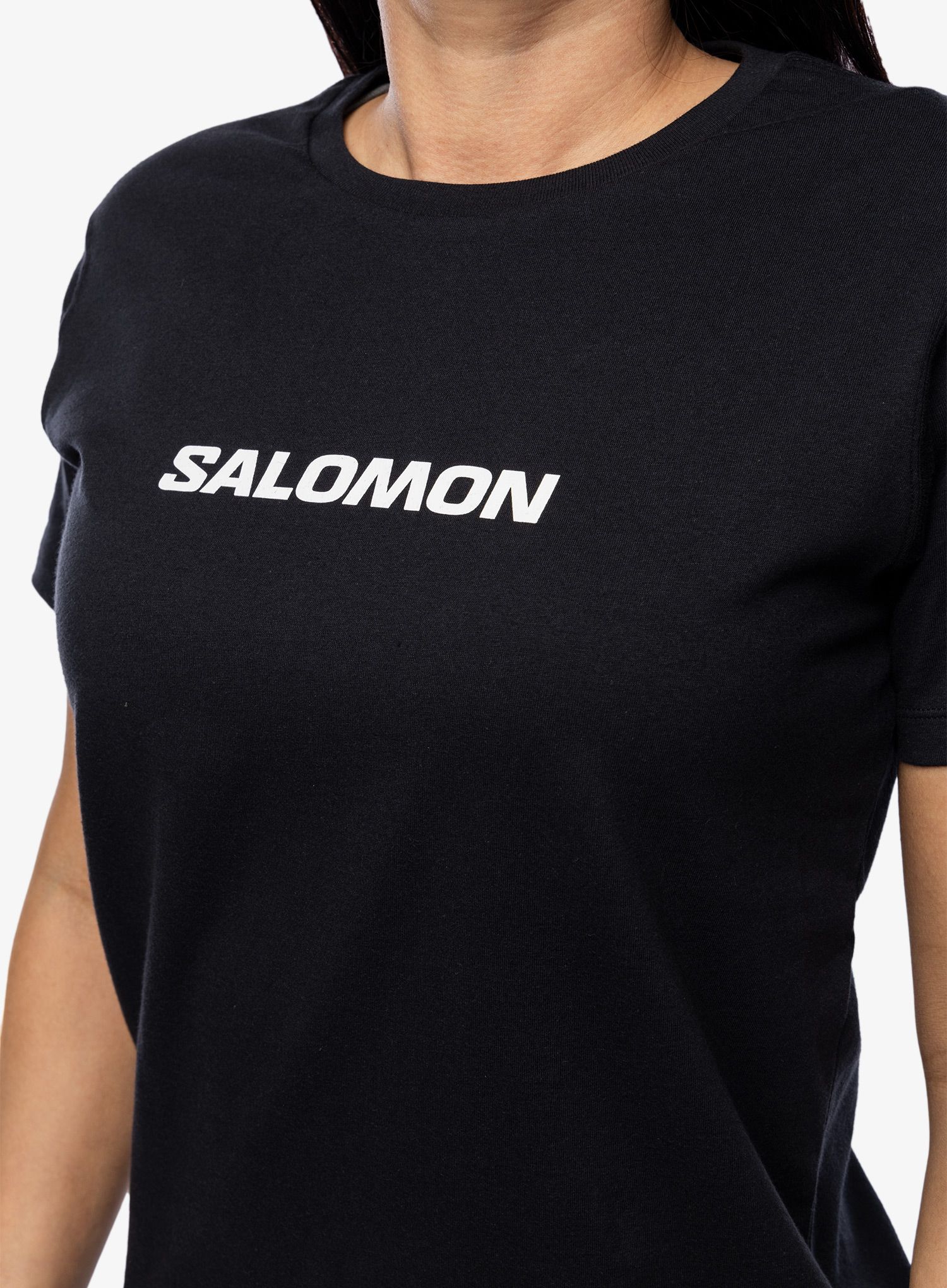 Ženska majica s tiskom Salomon Logo S/S  - deep black