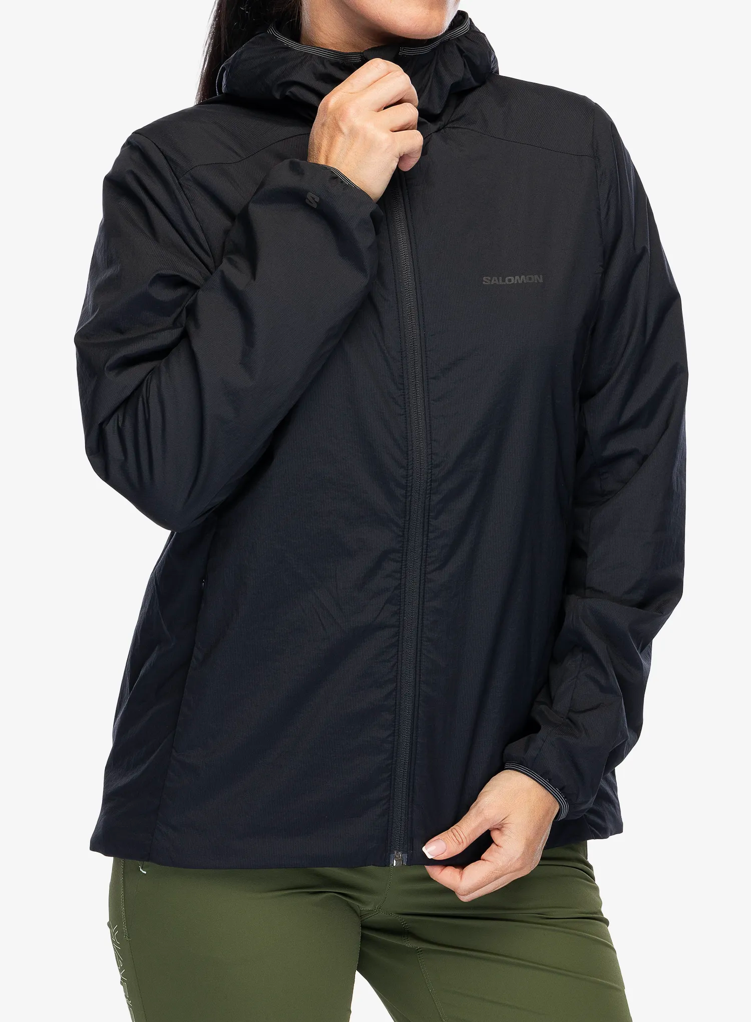 Jakna s postavom ženska Salomon Mountain Flex Jacket Hood - deep black