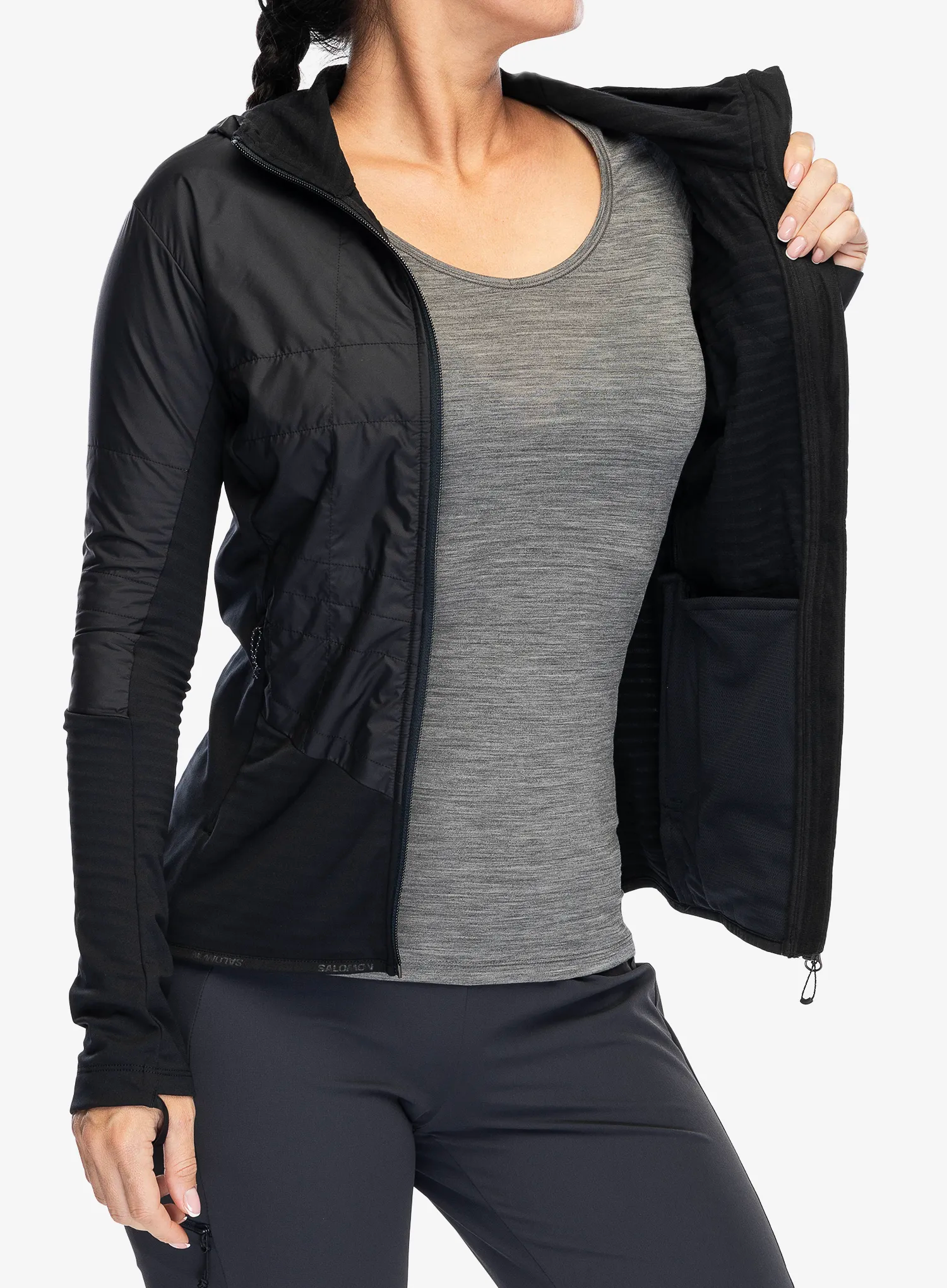 Ženska hibridna jakna Salomon Outline As Hybrid - deep black