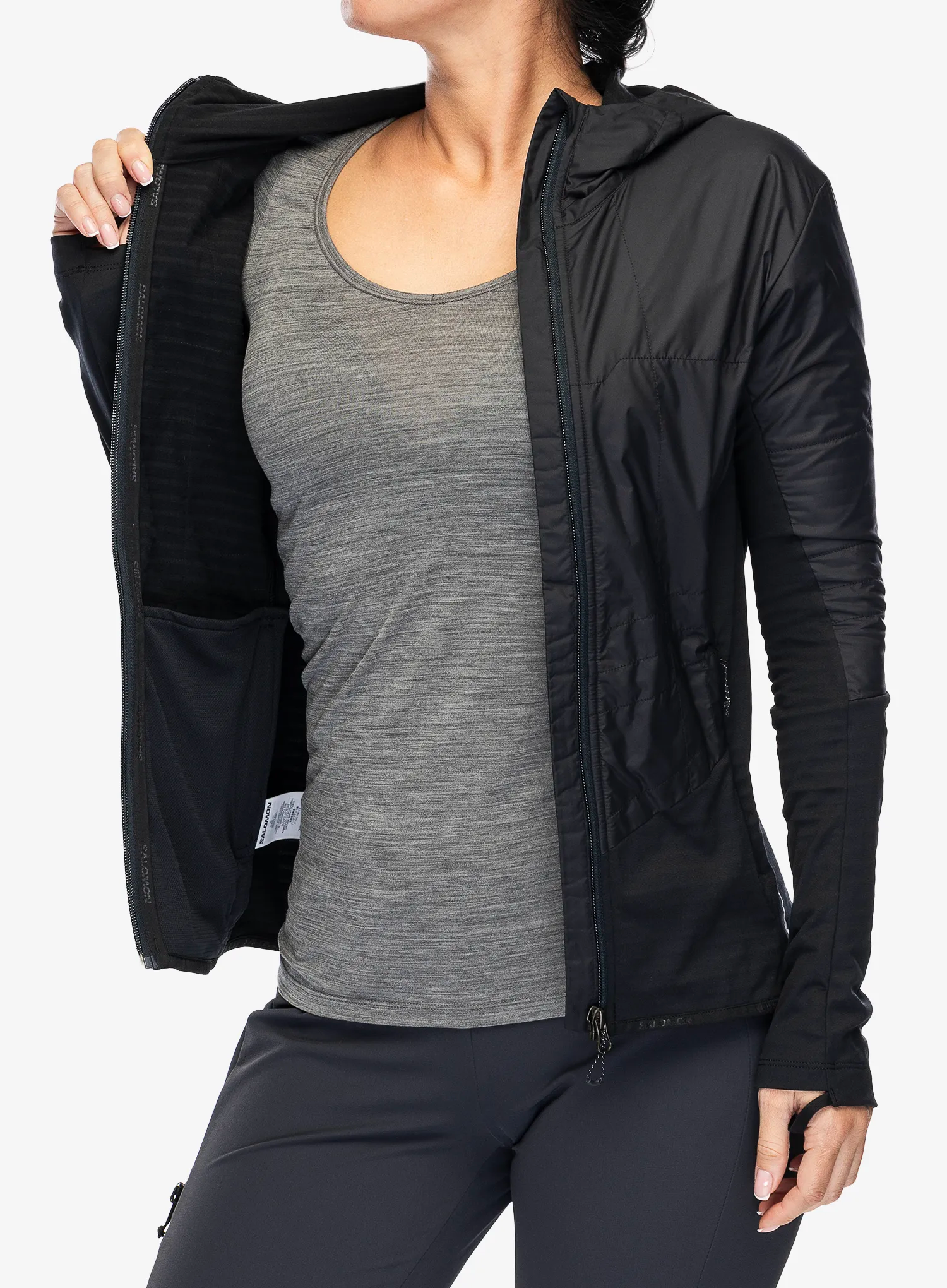 Ženska hibridna jakna Salomon Outline As Hybrid - deep black