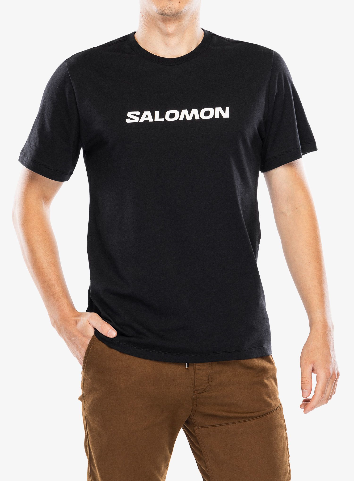 Pamučna majica Salomon Logo Perf S/S Tee - deep black