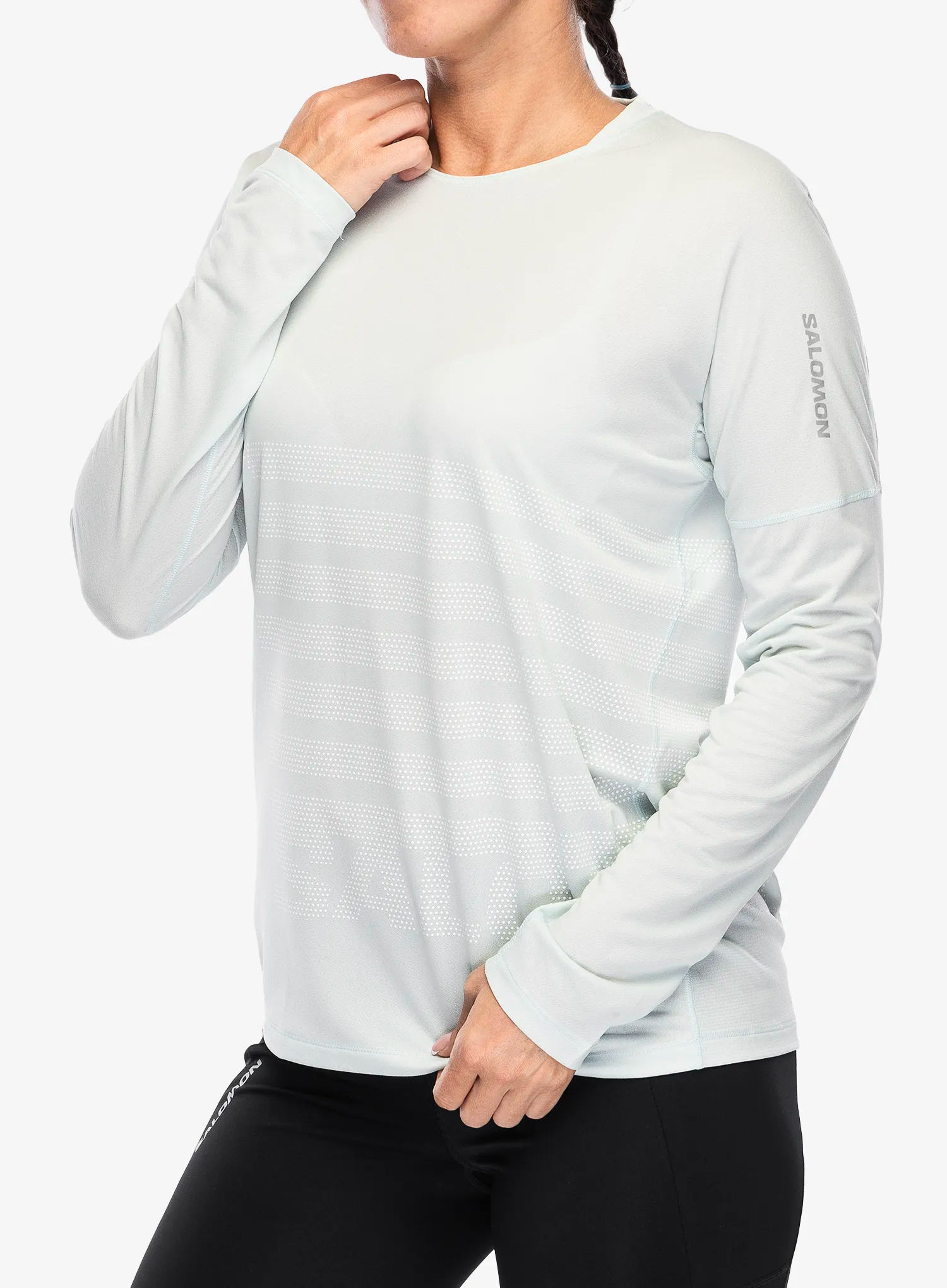 Ženska dukserica za trčanje Salomon Sense Aero LS Tee GFX - misty blue