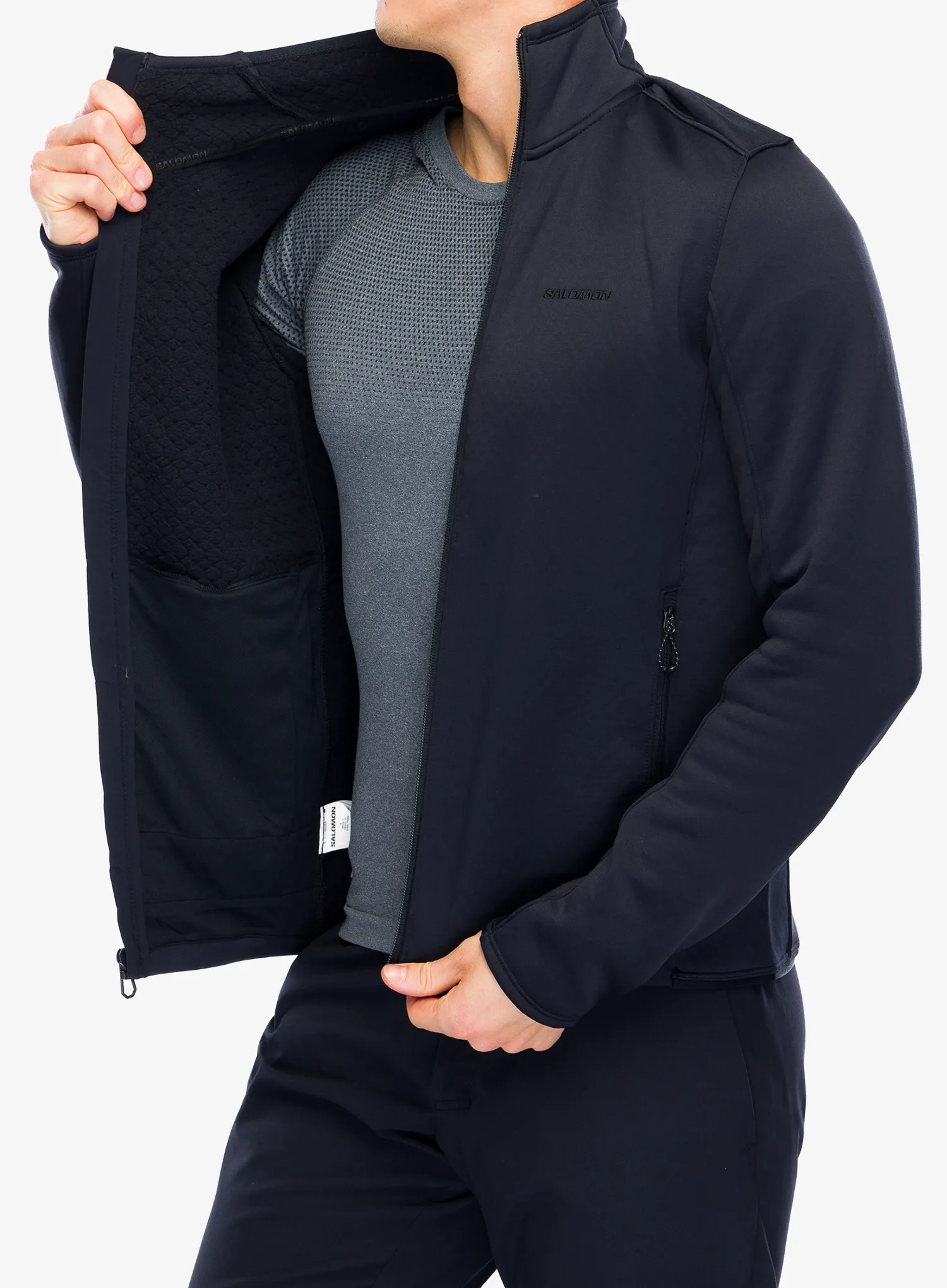 Dukserica na otkopčavanje Salomon Essential Warm Fz Mid - deep black