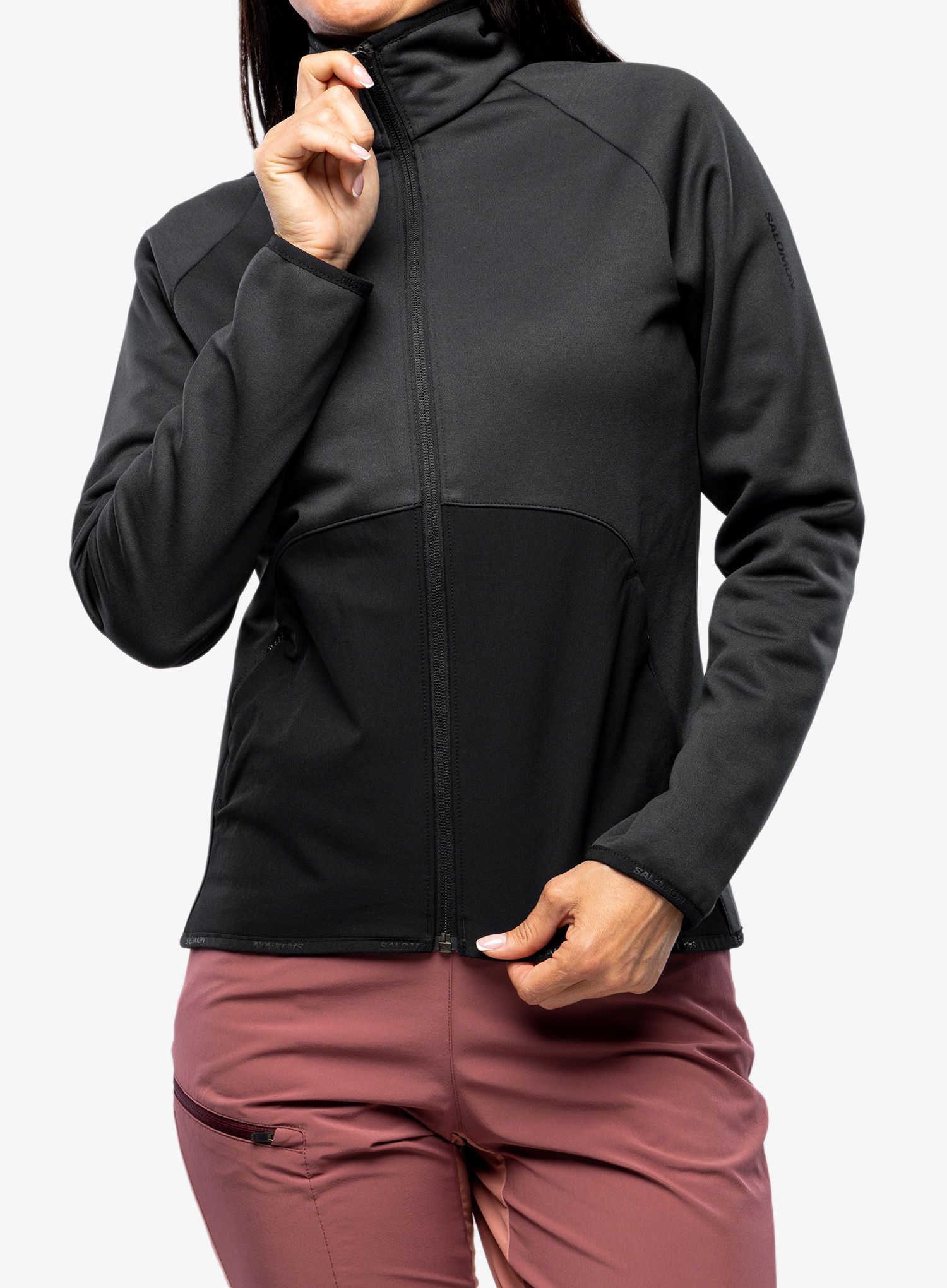 Ženska dukserica na otkopčavanje Salomon Essential Warm Fz Mid - deep black
