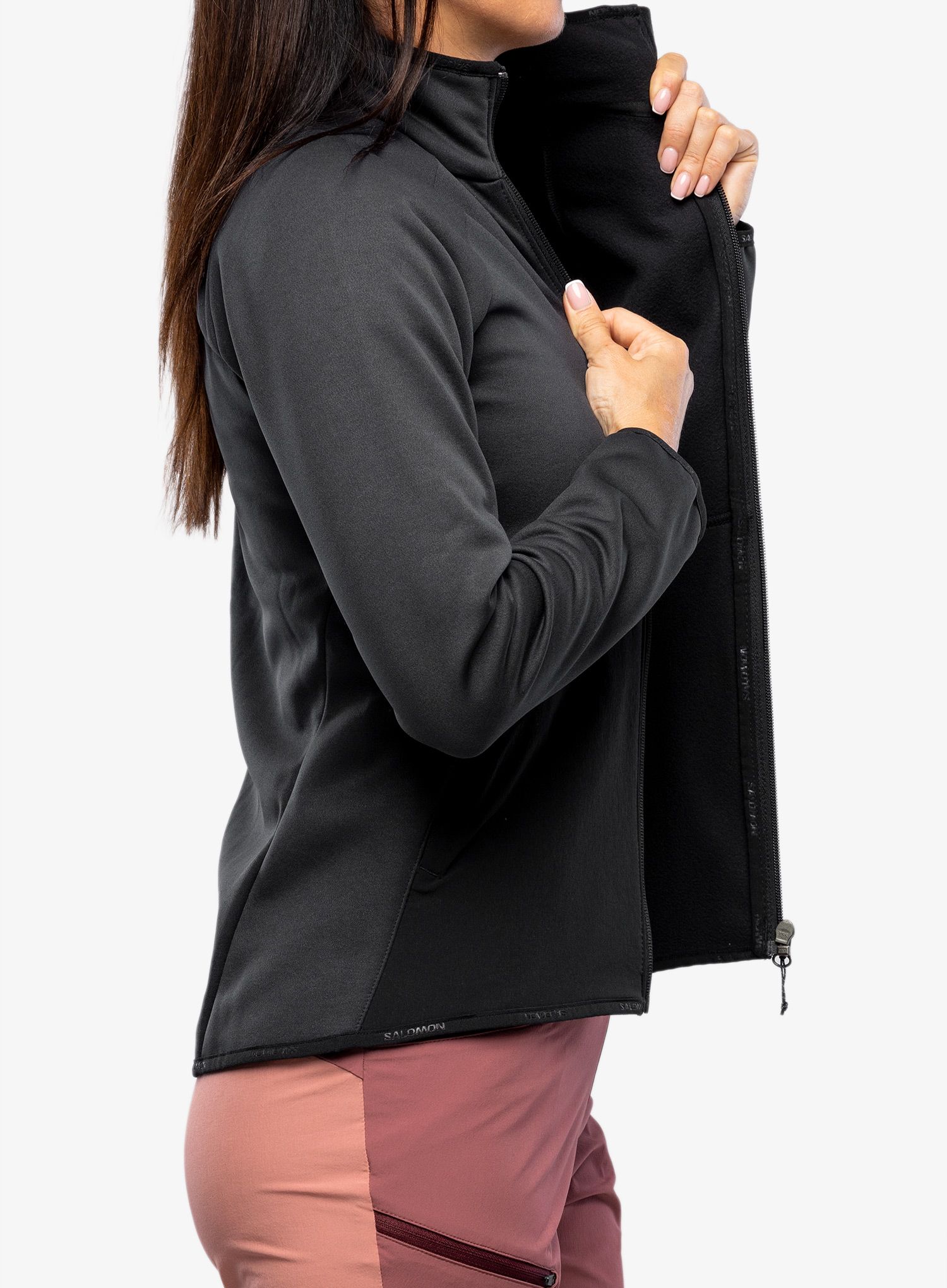 Ženska dukserica na otkopčavanje Salomon Essential Warm Fz Mid - deep black
