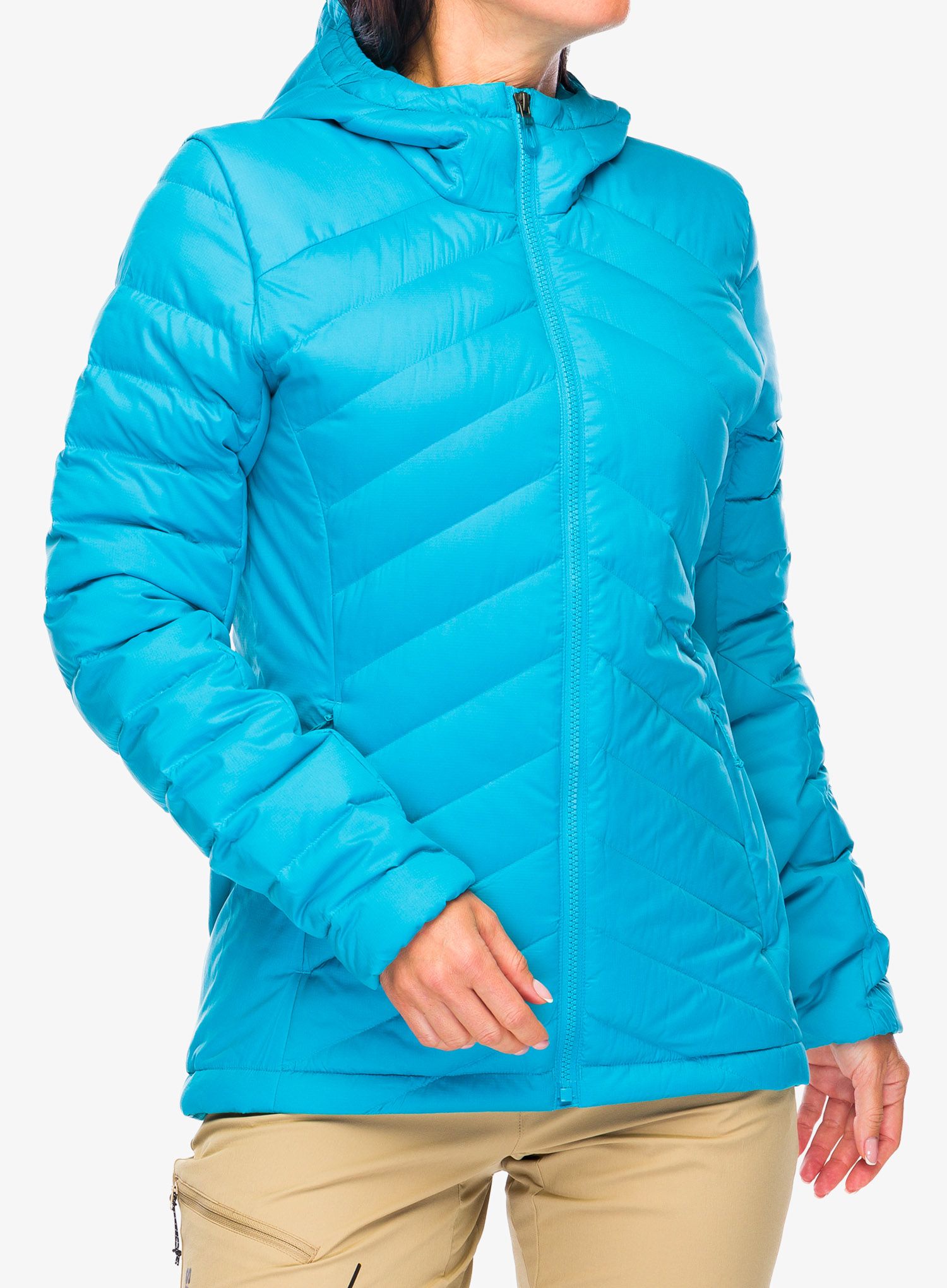 Ženska perjana jakna Salomon Transition Down Hoodie - barrier reef