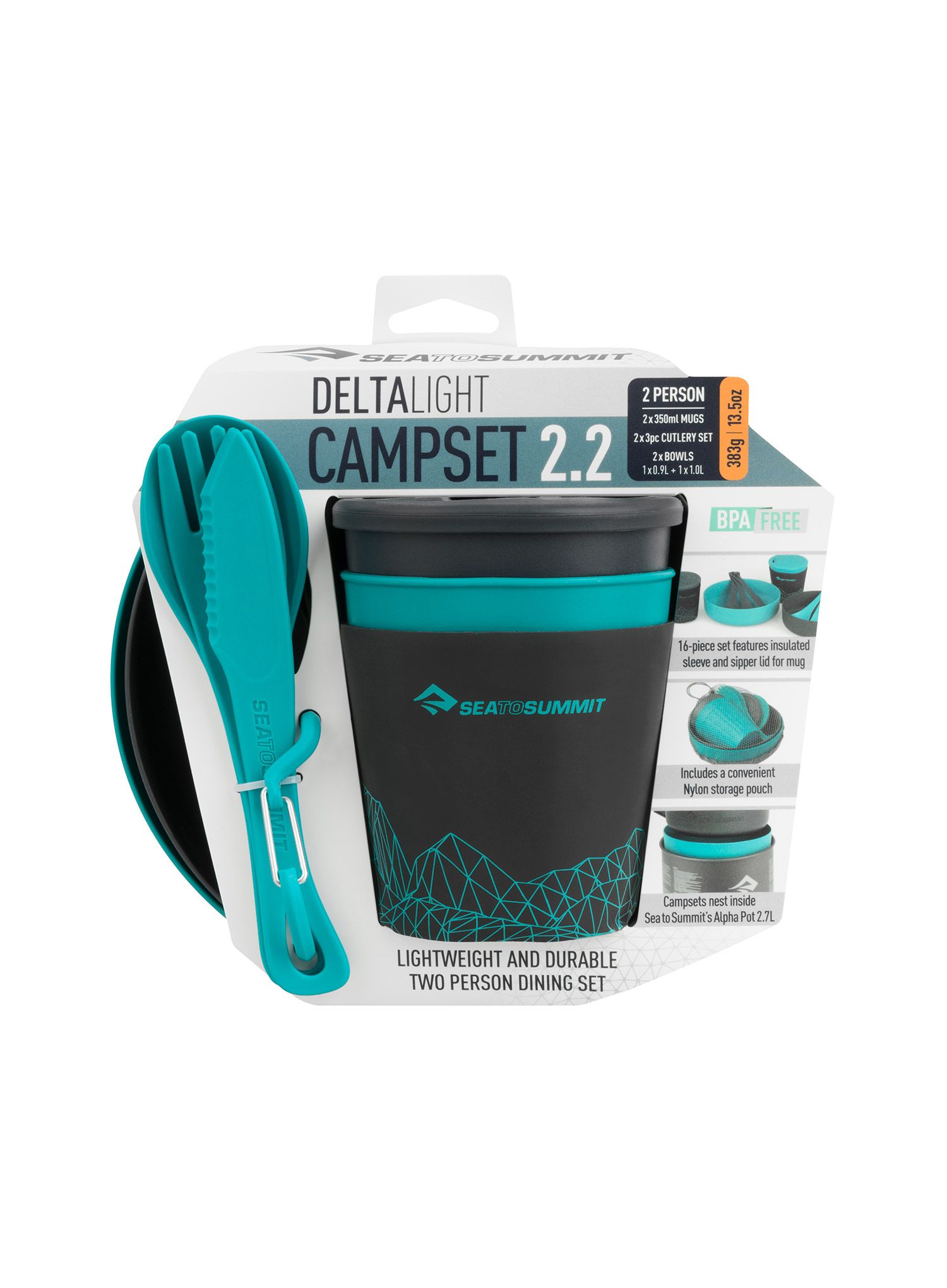 Set posuđa Sea To Summit DeltaLight Camp Set 2.2 (2 mugs, 2 Bowls) - blue