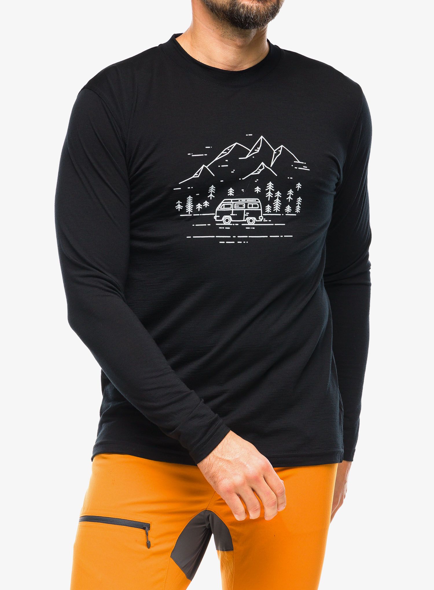 Majica dugih rukava Sensor Merino Active PT Tee L/S - black van life