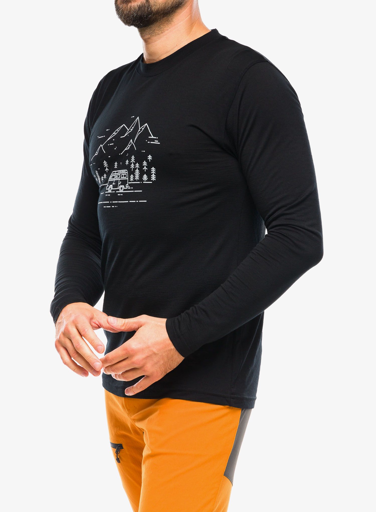 Majica dugih rukava Sensor Merino Active PT Tee L/S - black van life