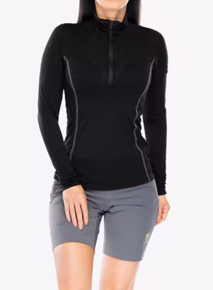 Ženska termoaktivna dukserica Sensor Merino Active Tee L/S Zip - black