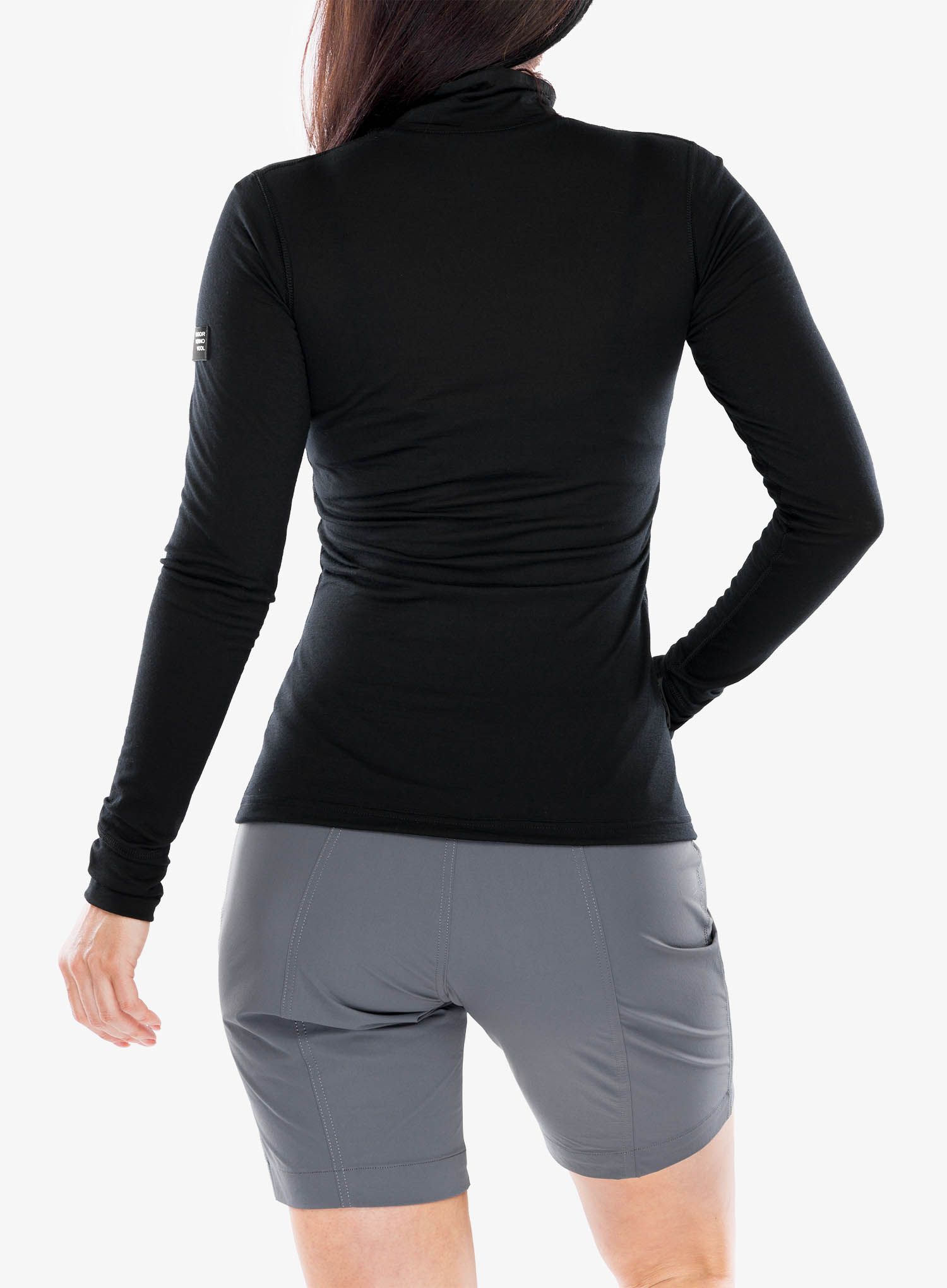 Ženska termoaktivna dukserica Sensor Merino Active Tee L/S Zip - black