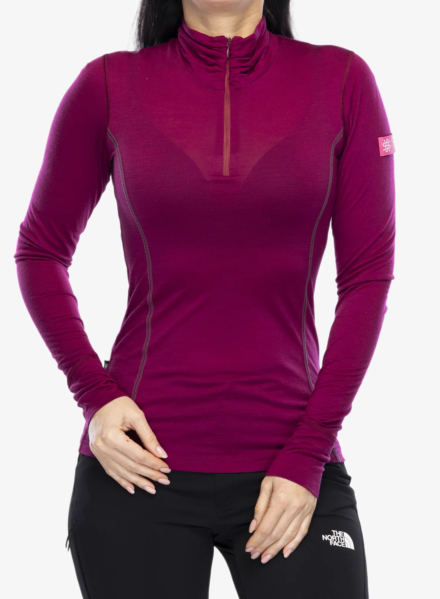 Ženska termoaktivna dukserica Sensor Merino Active Tee L/S Zip - lilla
