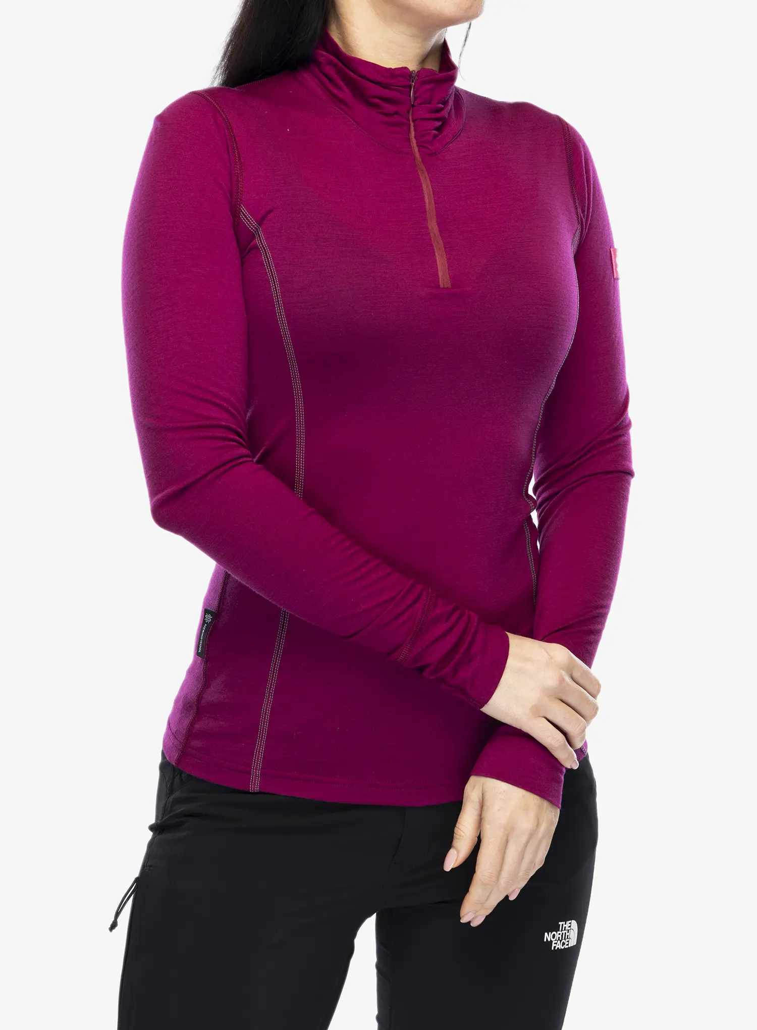 Ženska termoaktivna dukserica Sensor Merino Active Tee L/S Zip - lilla