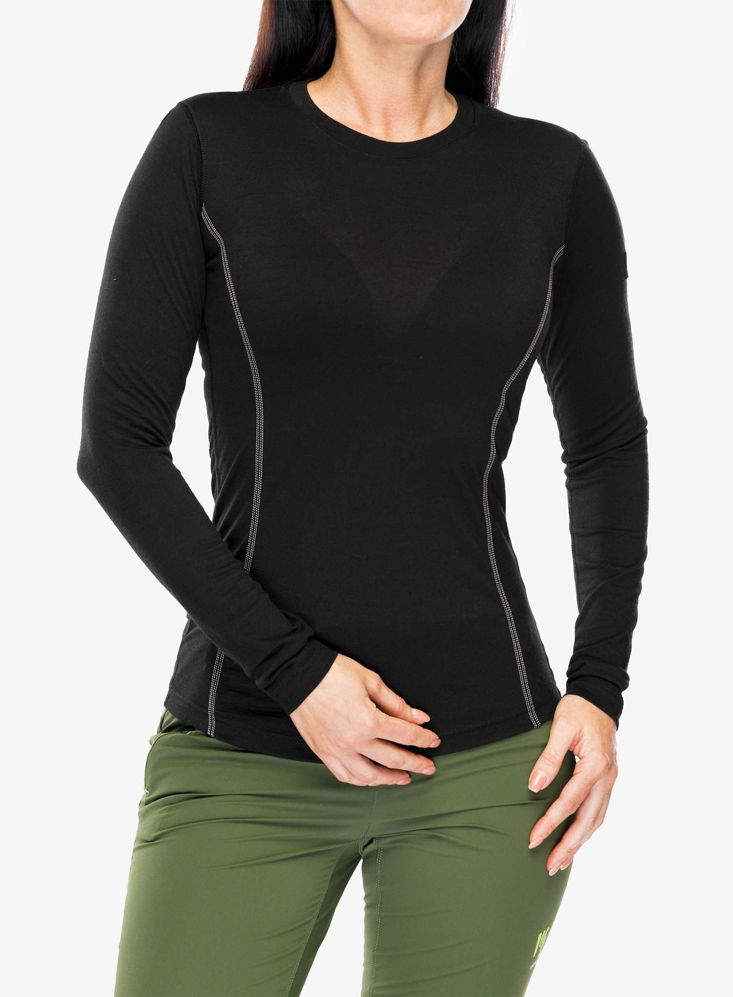 Ženska termoaktivna dukserica Sensor Merino Active Tee L/S - black