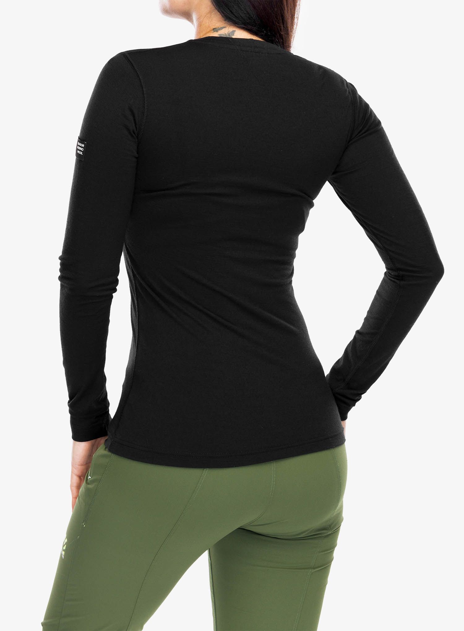 Ženska termoaktivna dukserica Sensor Merino Active Tee L/S - black