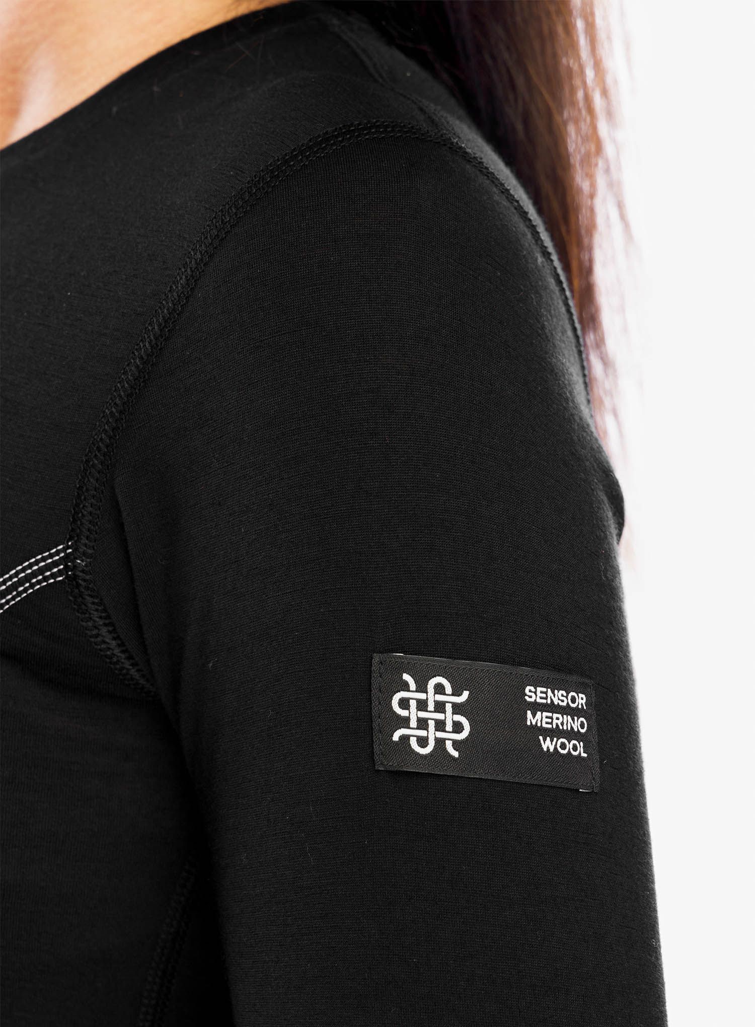 Ženska termoaktivna dukserica Sensor Merino Active Tee L/S - black