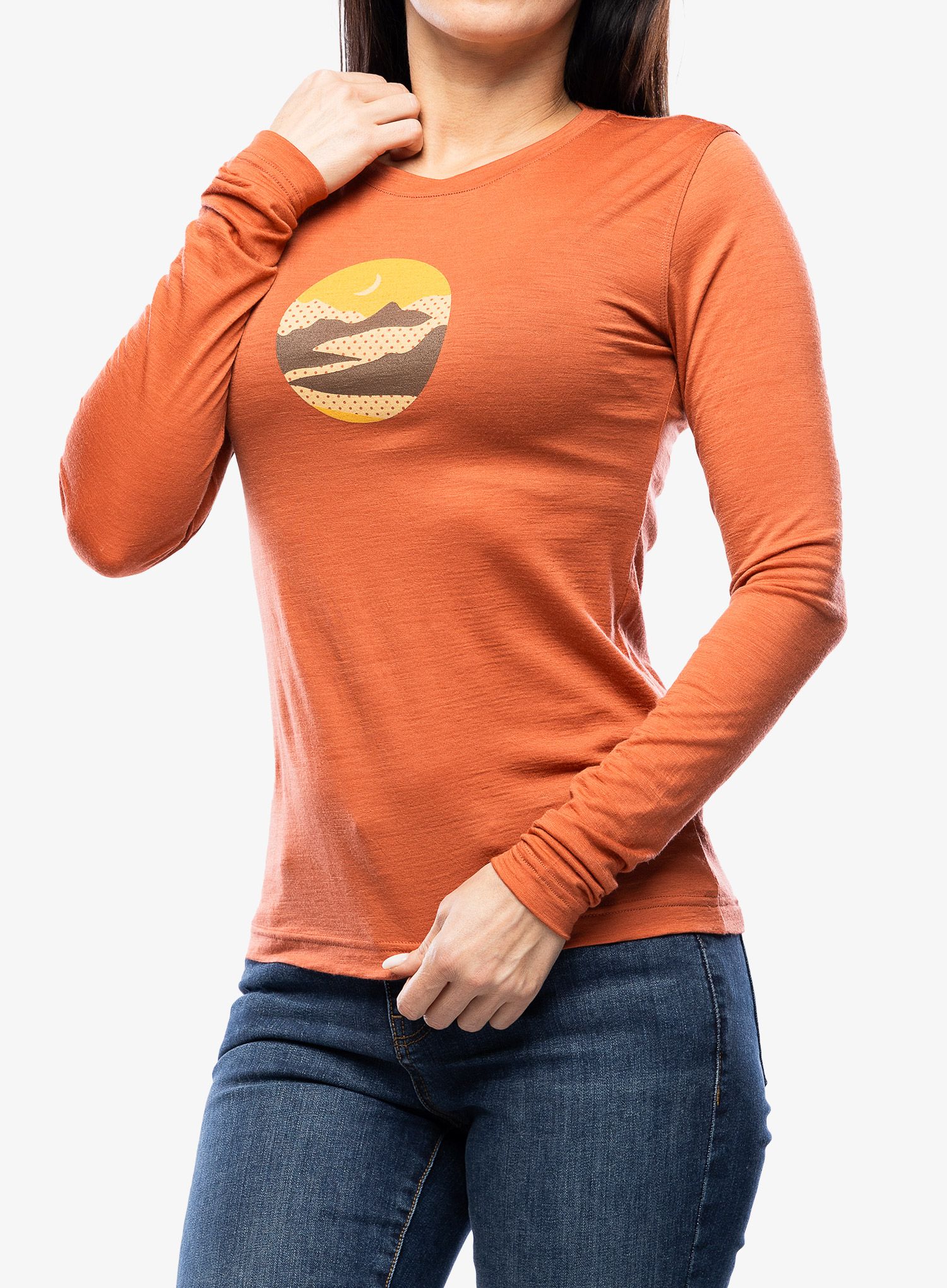 Ženska termoaktivna dukserica Sensor Merino Active Triglav Tee LS - terracotta