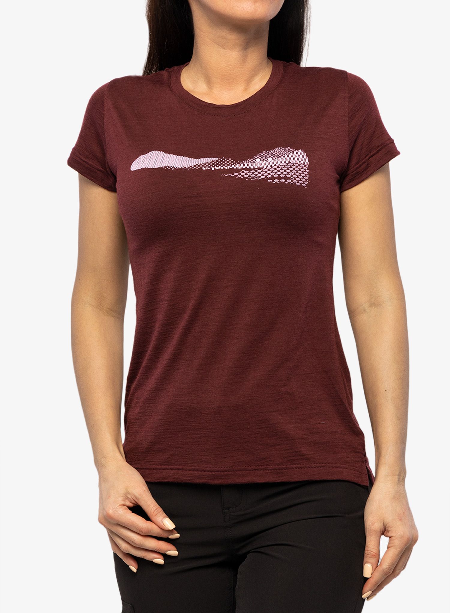 Ženska majica s tiskom Sensor Merino Air PT Tee SS Hills - port red