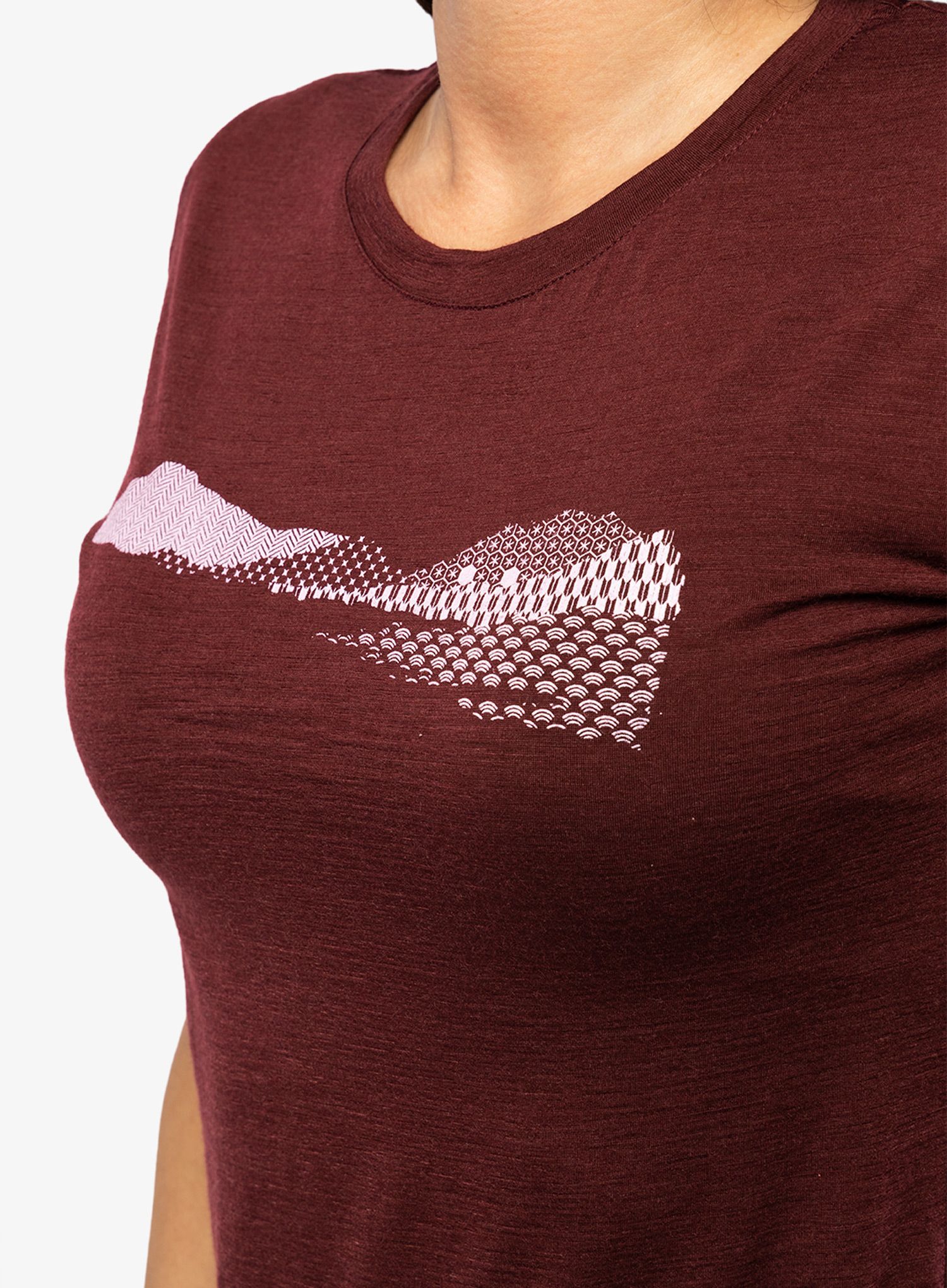 Ženska majica s tiskom Sensor Merino Air PT Tee SS Hills - port red