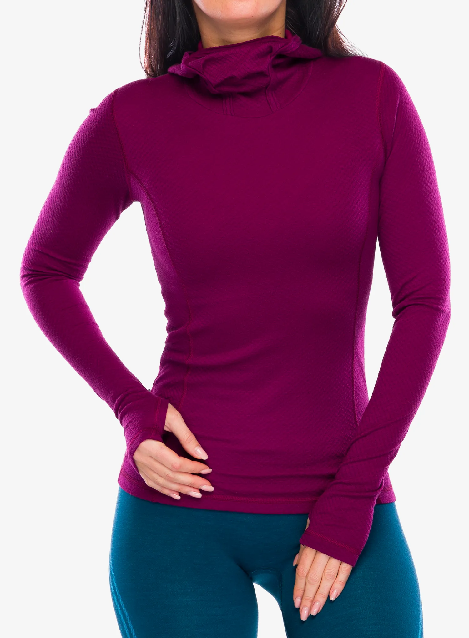 Termoaktivna dukserica Sensor Merino DF Tee L/S Hooded - lilla