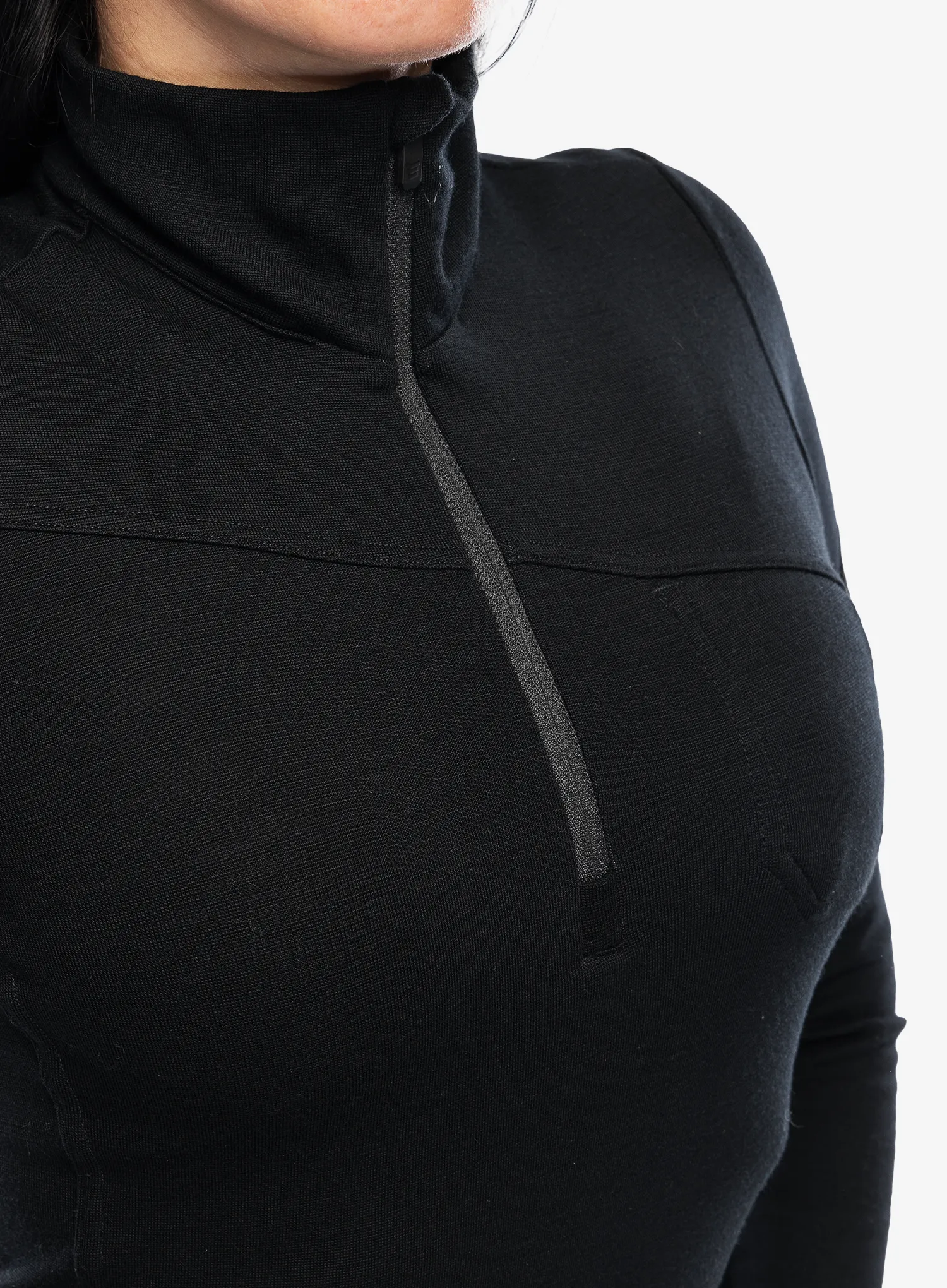 Ženska termoaktivna dukserica Sensor Merino Ex Tee L/S Zip - black