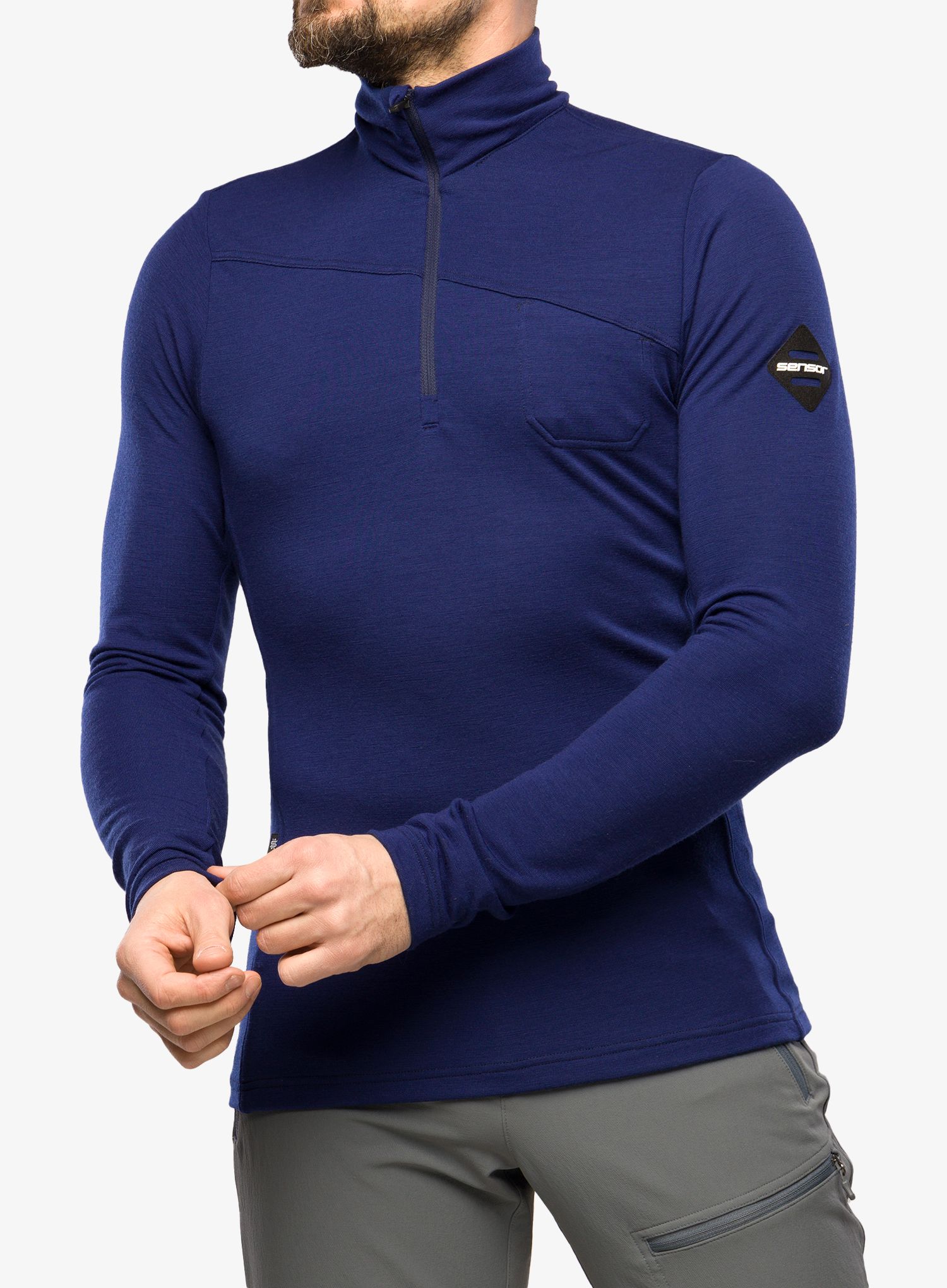 Dukserica Sensor Merino Extreme Tee L/S Zip - deep blue