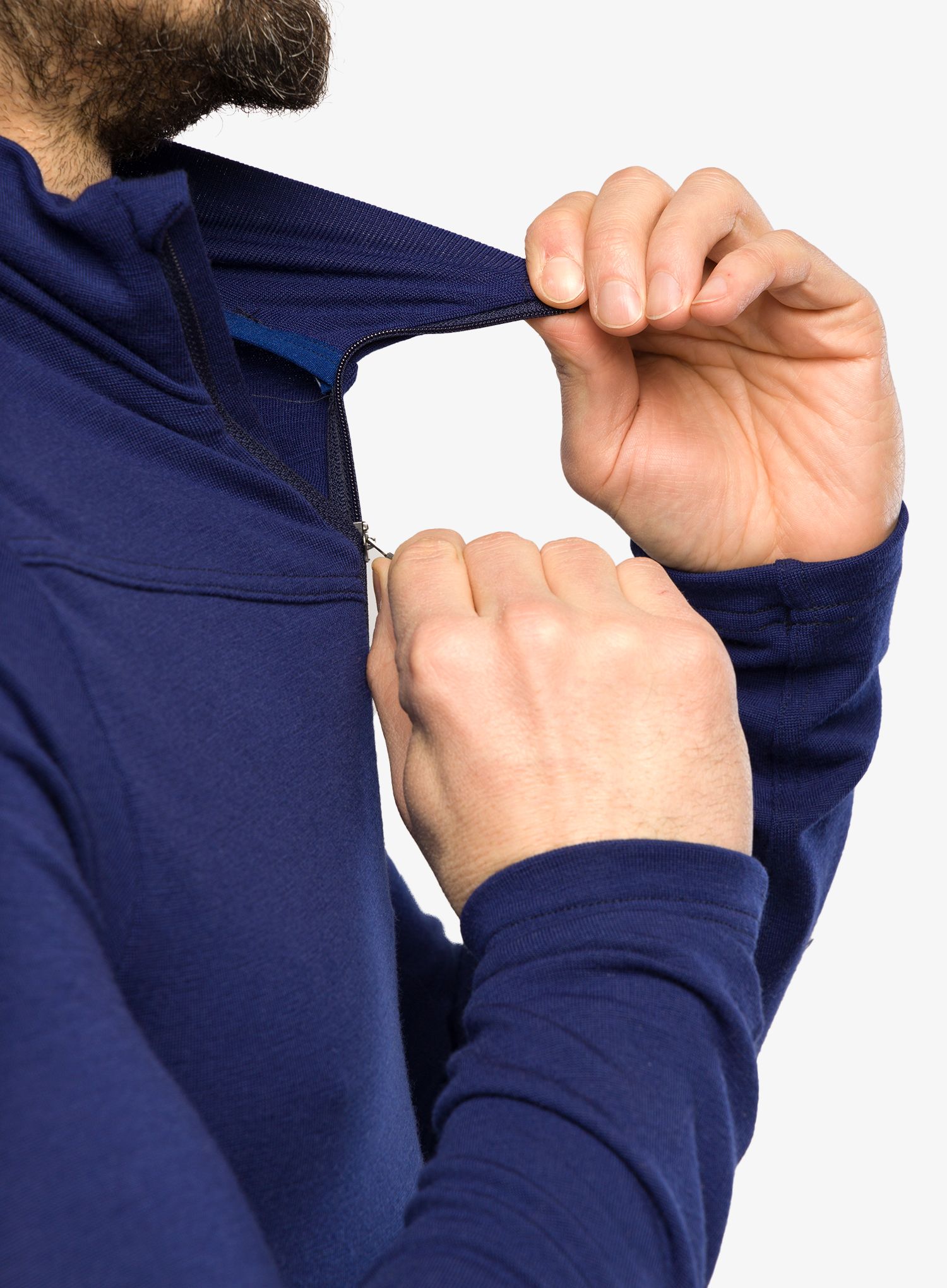 Dukserica Sensor Merino Extreme Tee L/S Zip - deep blue